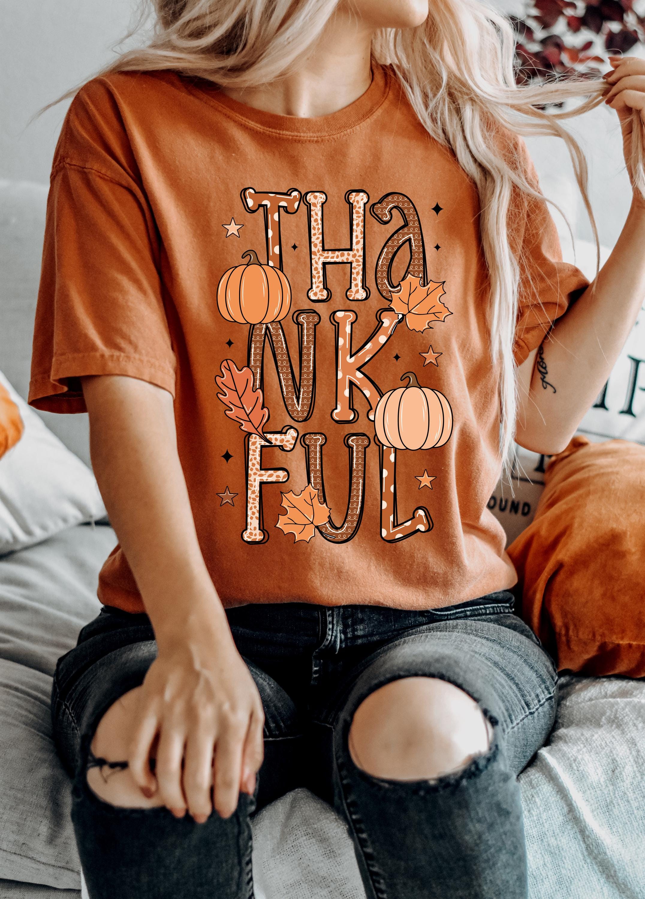 Thankful Comfort Colors T Shirt, Thanksgiving Tshirt, Halloween shirt, Autumn Tee, Fall Tee, Thankful Grateful shirt, Pumpkin Shirt