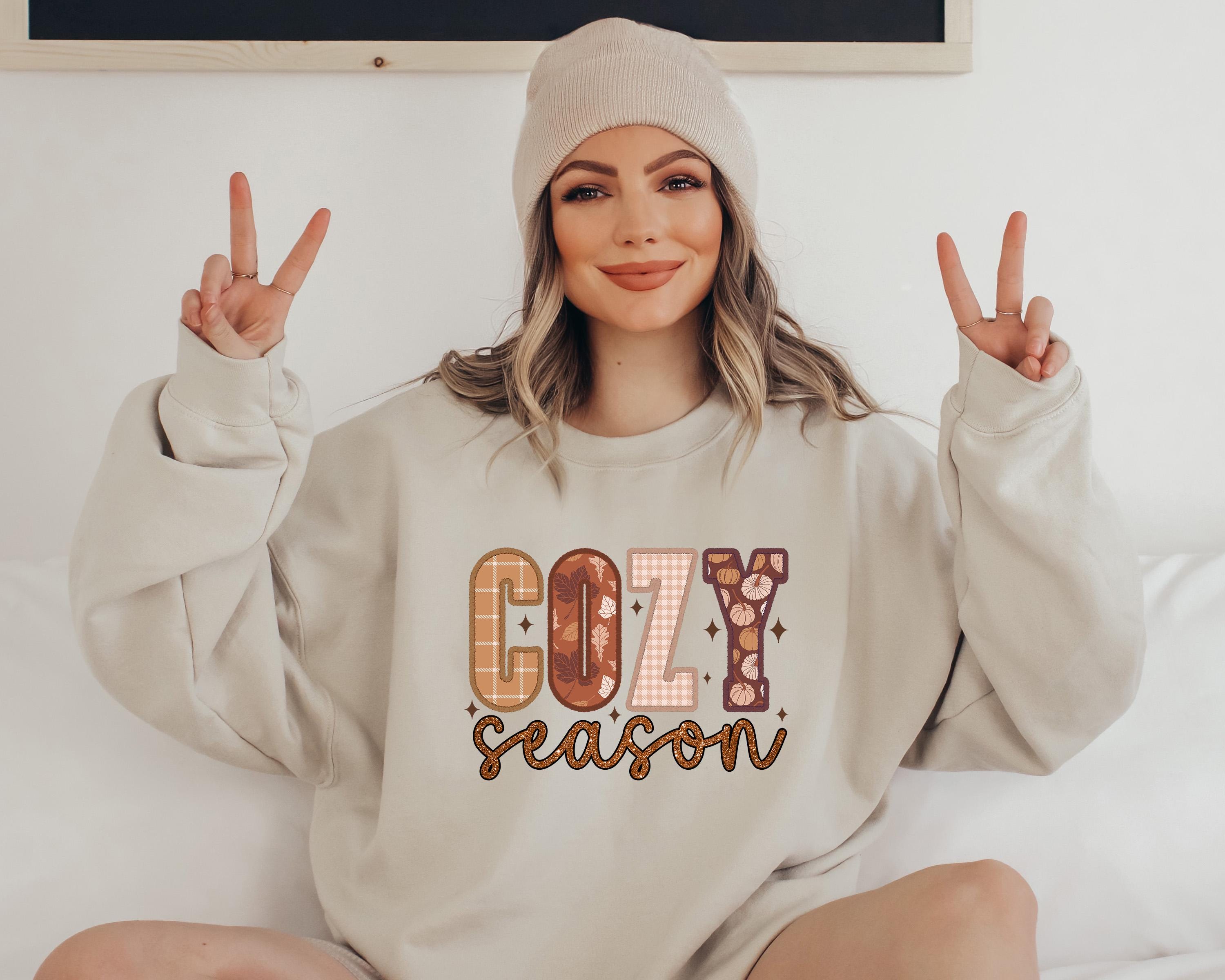 Cozy Season Thanksgiving Sweatshirt, Retro Thanksgiving Women's Sweater, Vintage Cozy Sweater, Fall Shirt, Cute Fall Fleece, Autumn Crewneck