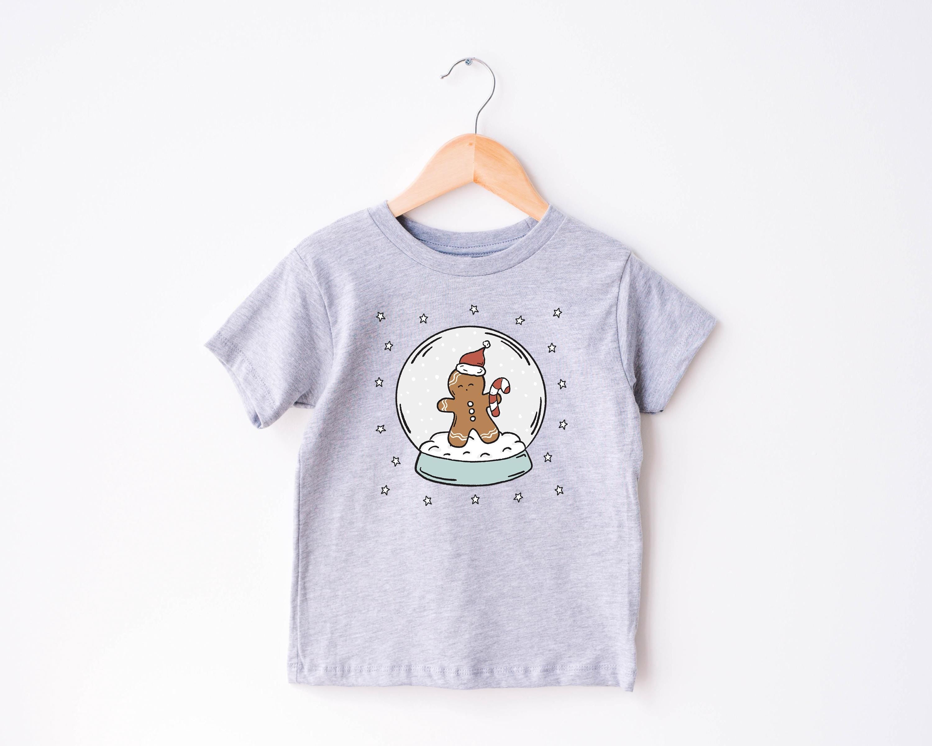 Gingerbread Man Snow Globe Toddler Tee, Christmas Shirt, Cute Holiday Shirt, Unisex Toddler Tee, Winter Design
