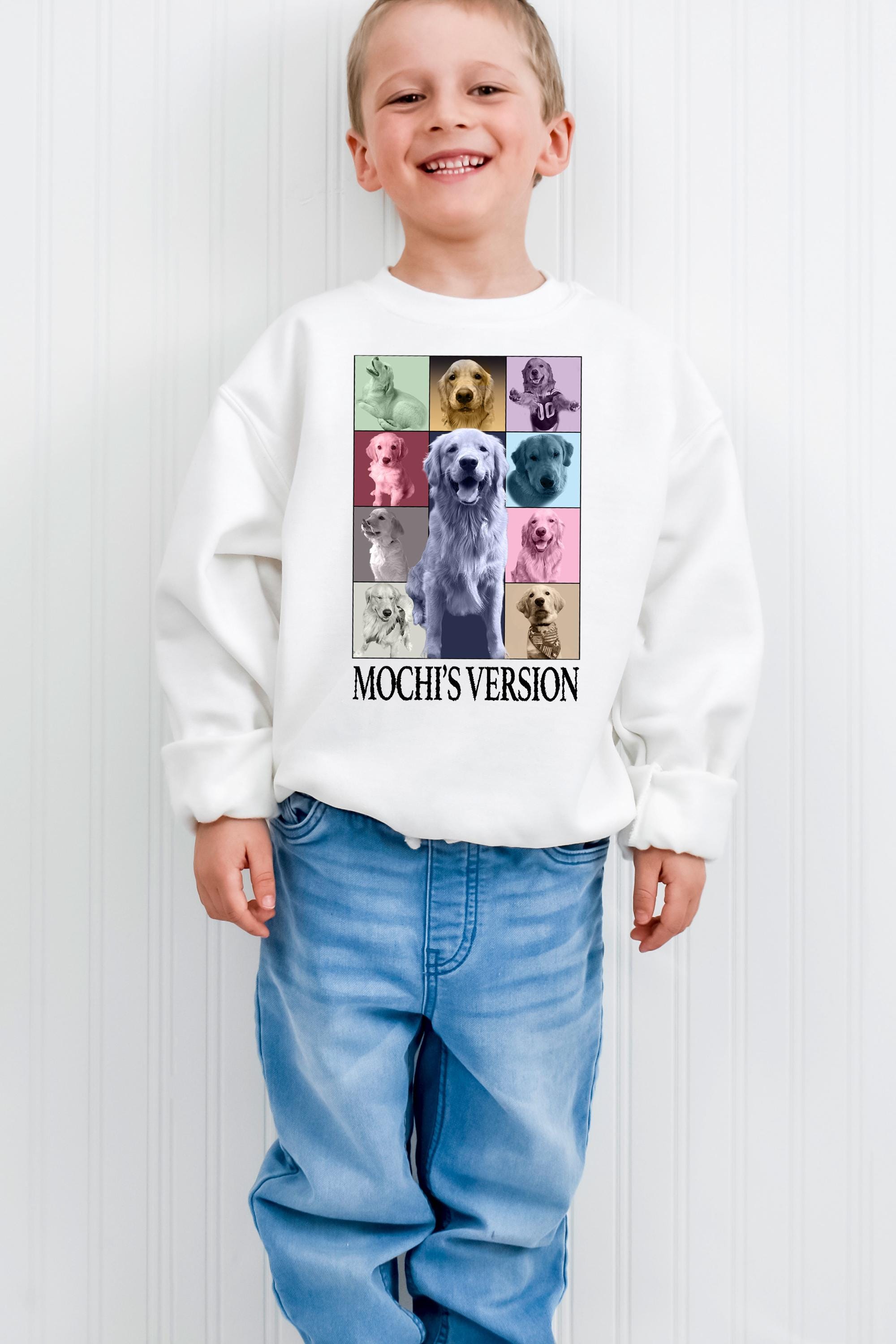 Custom Pet Version Collage Crew Neck, Custom Dog Collage, Youth Sweatshirt,
