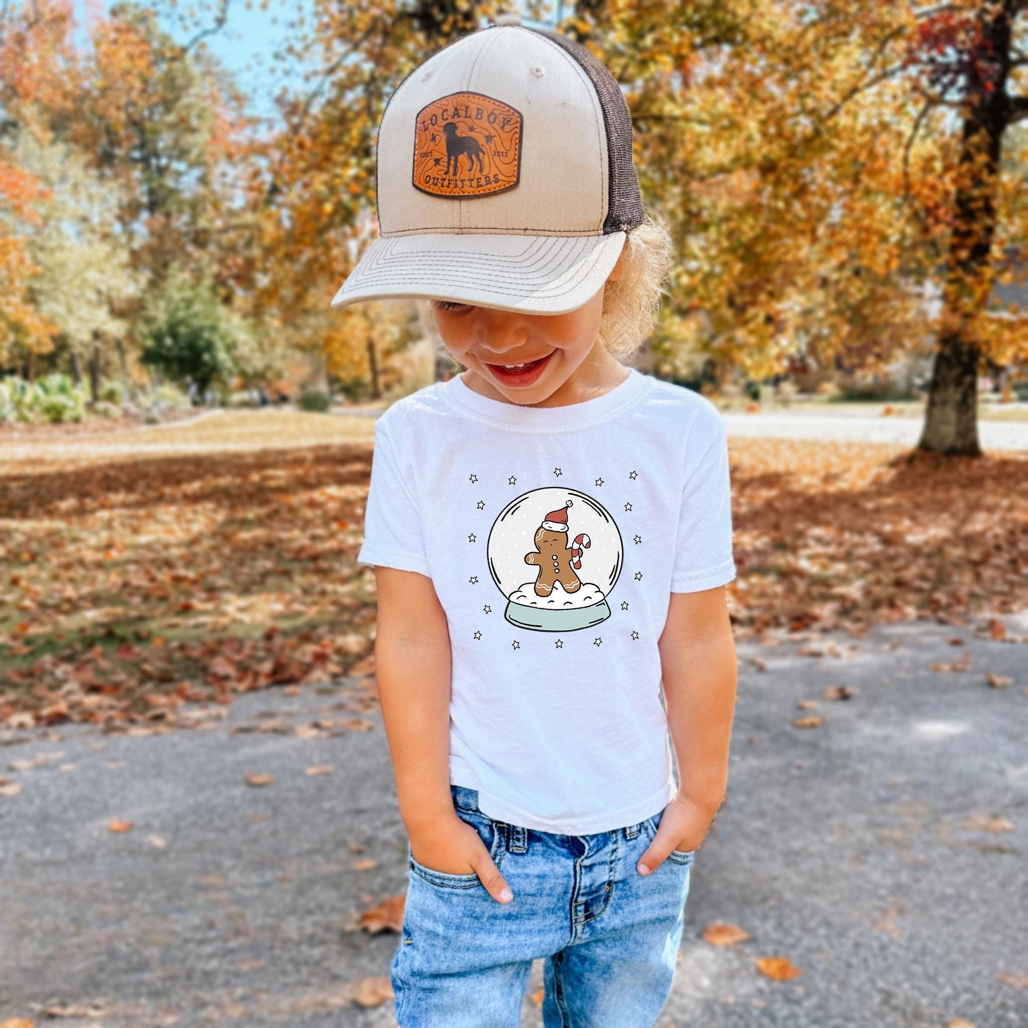 Gingerbread Man Snow Globe Toddler Tee, Christmas Shirt, Cute Holiday Shirt, Unisex Toddler Tee, Winter Design