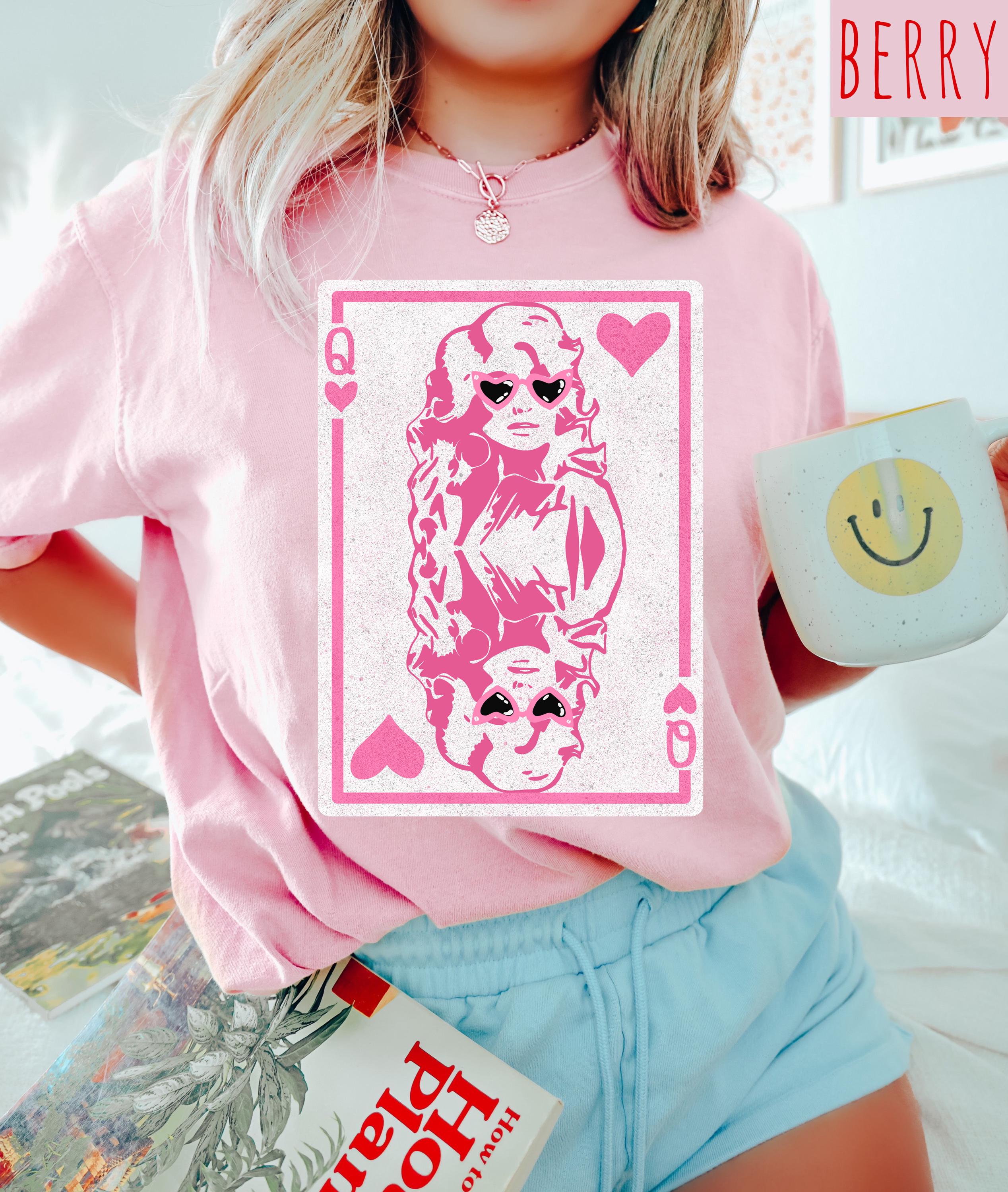Valentine's Day Queen of Hearts Comfort Colors Shirt, Cute Pink Dolly Valentine Shirt, Valentine's Design, Galentine's Day 2025