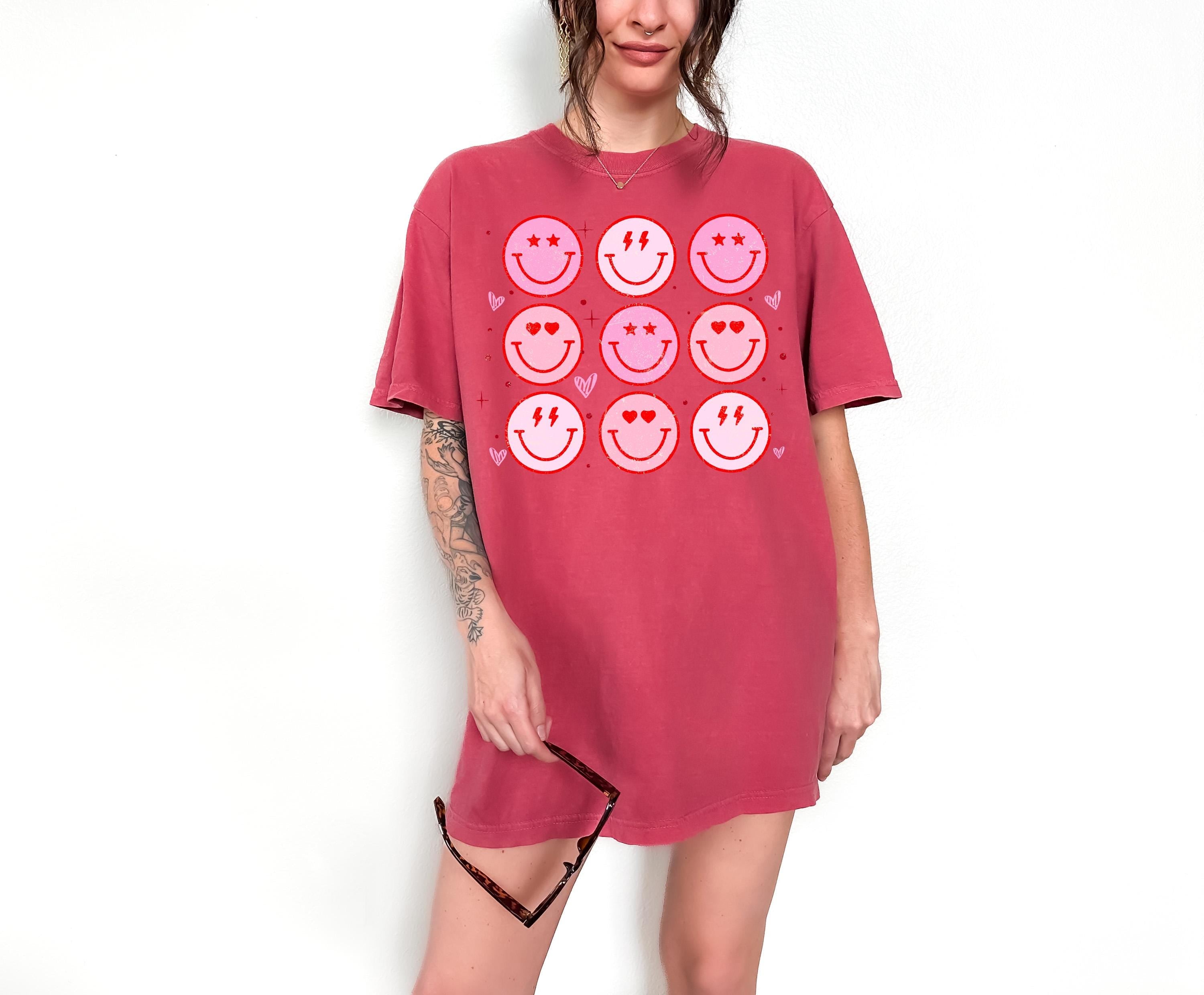 Valentine's Day Smile Comfort Colors Shirt, Cute Pink Valentine Shirt, Valentine's Design, Galentine's Day 2025, Vday Tshirt,