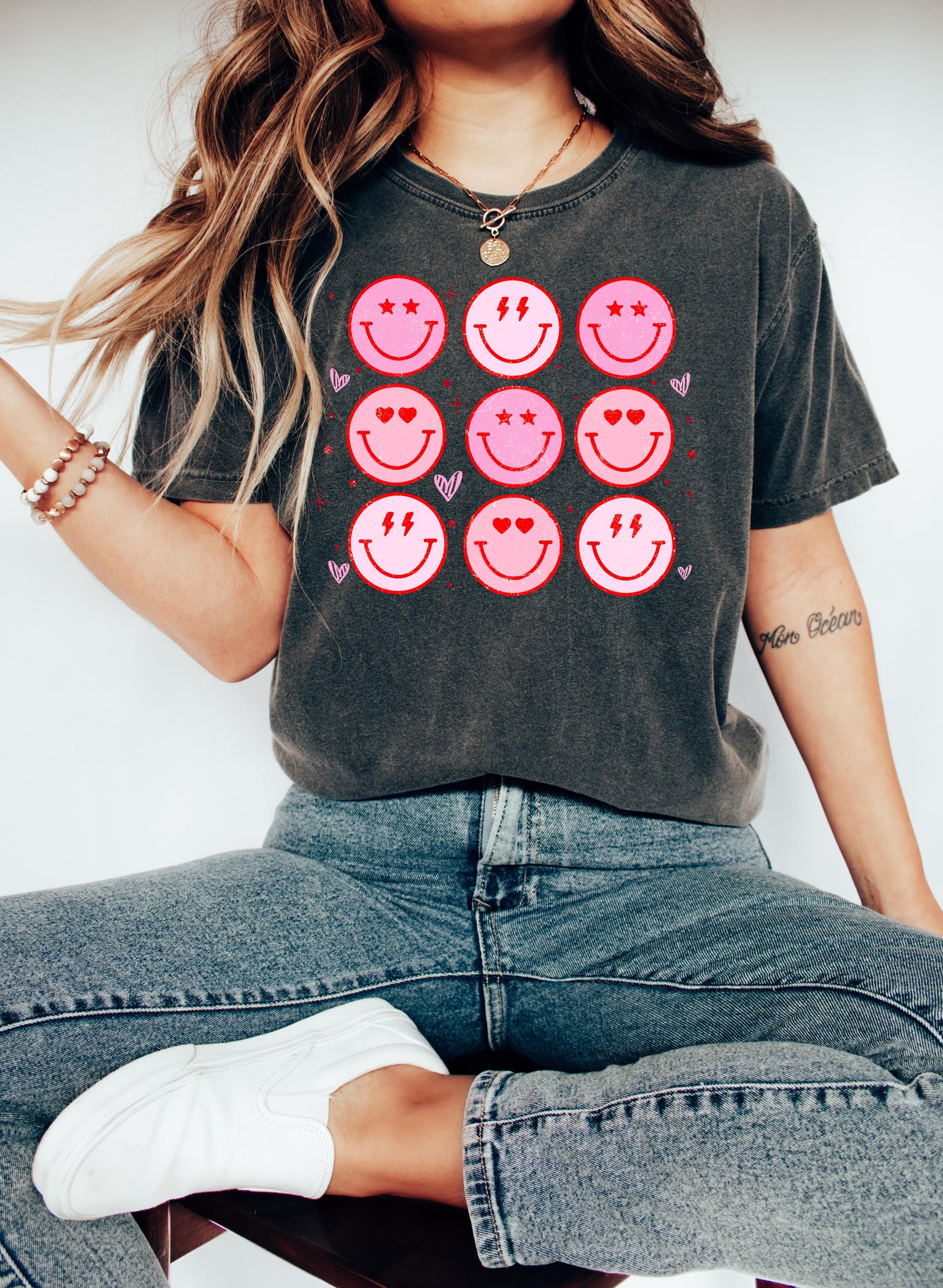 Valentine's Day Smile Comfort Colors Shirt, Cute Pink Valentine Shirt, Valentine's Design, Galentine's Day 2025, Vday Tshirt,