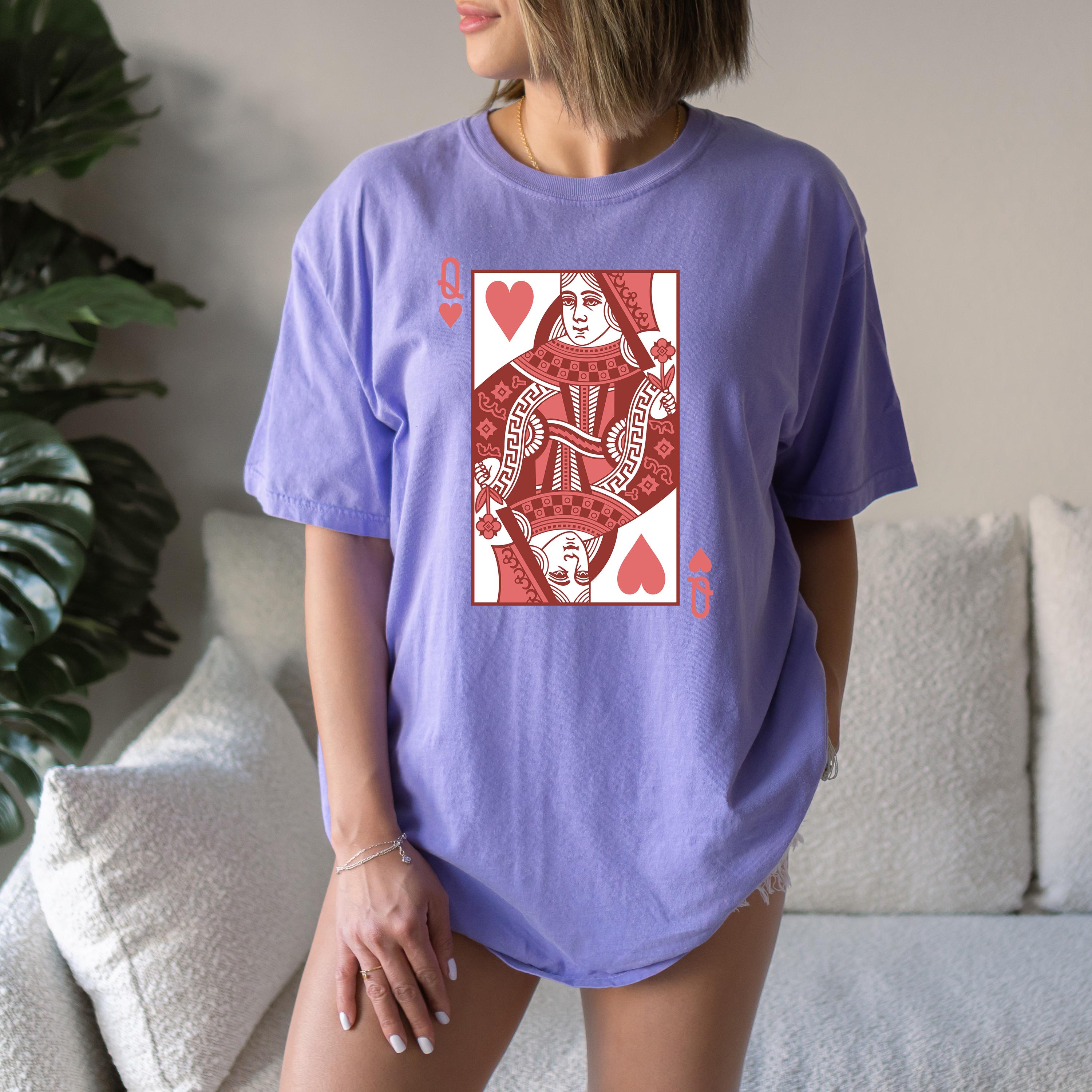 Queen of Hearts Valentine's Day Comfort Colors Shirt, Cute Red Queen Valentine Shirt, Retro Red Hearts Design, Galentine's Day Tshirt