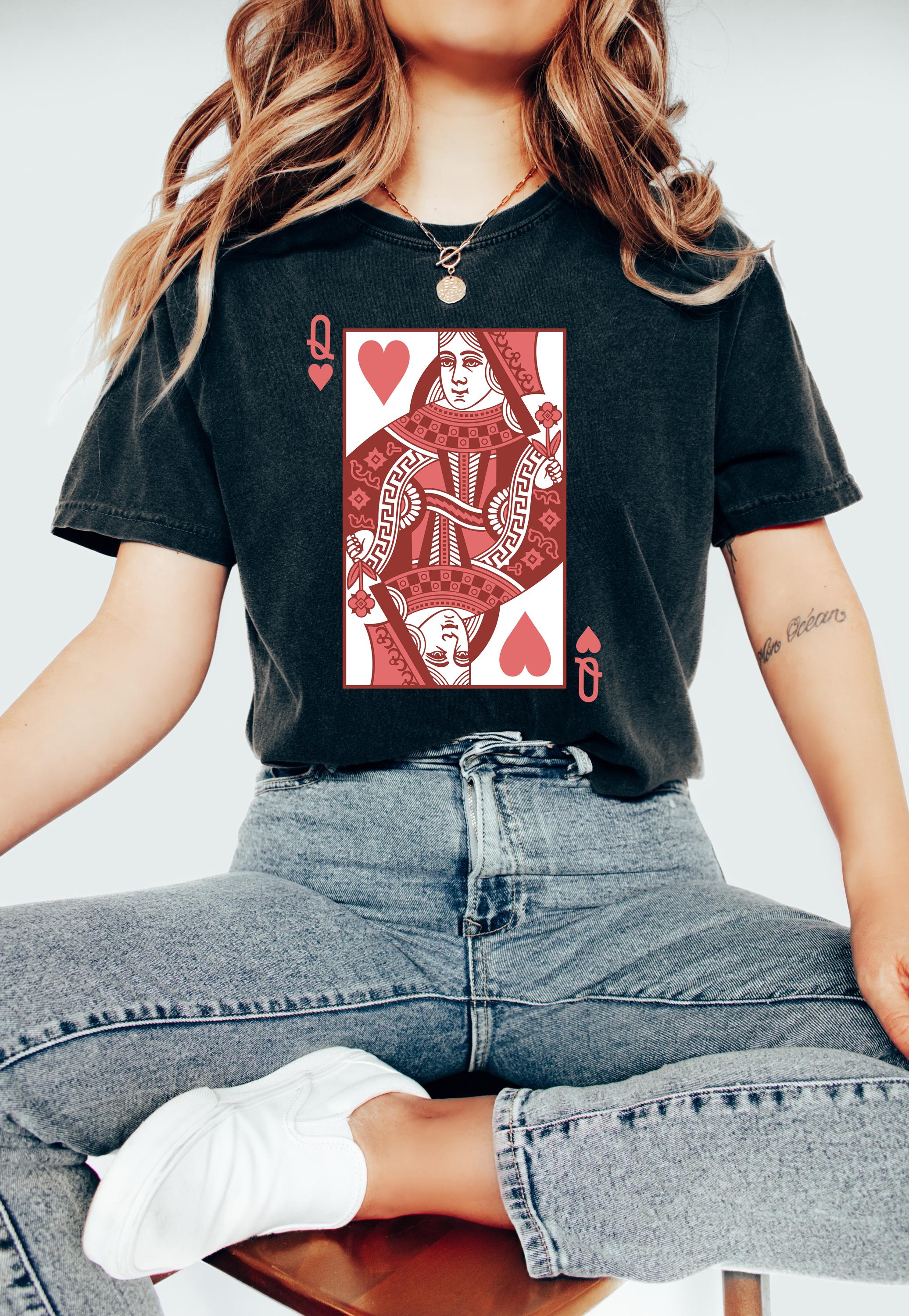 Queen of Hearts Valentine's Day Comfort Colors Shirt, Cute Red Queen Valentine Shirt, Retro Red Hearts Design, Galentine's Day Tshirt