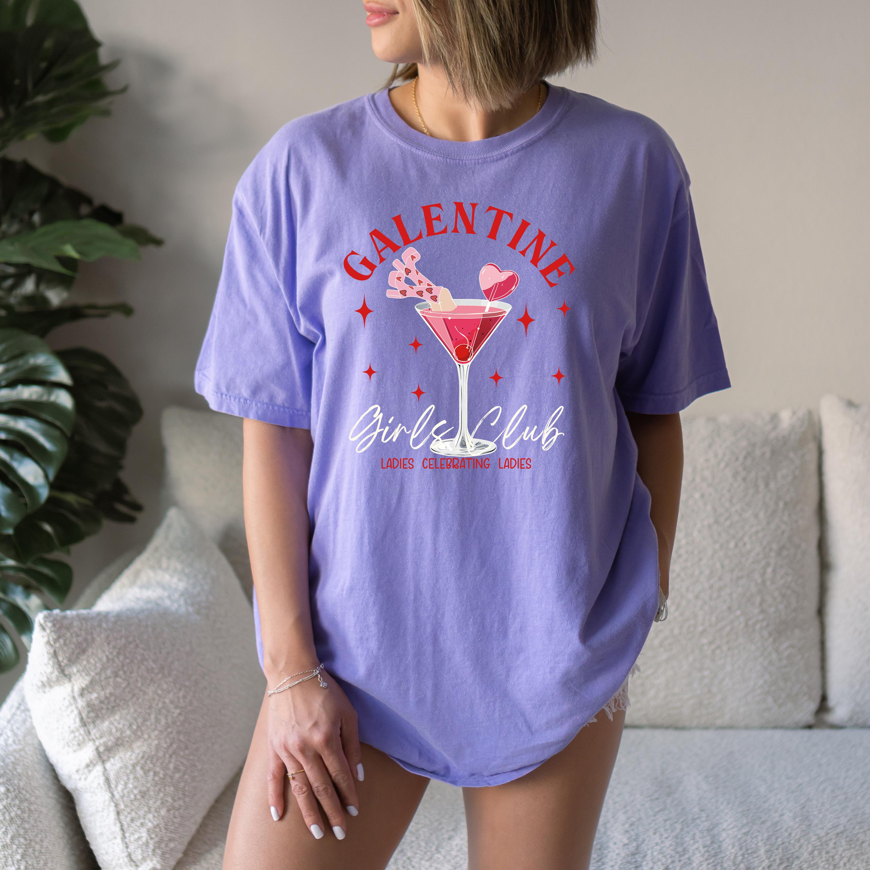 Galentine Girls Club Valentine's Day Comfort Colors TShirt, Cute Martini Valentine Shirt, Galentine's Day 2025, Girls Celebrating Girls