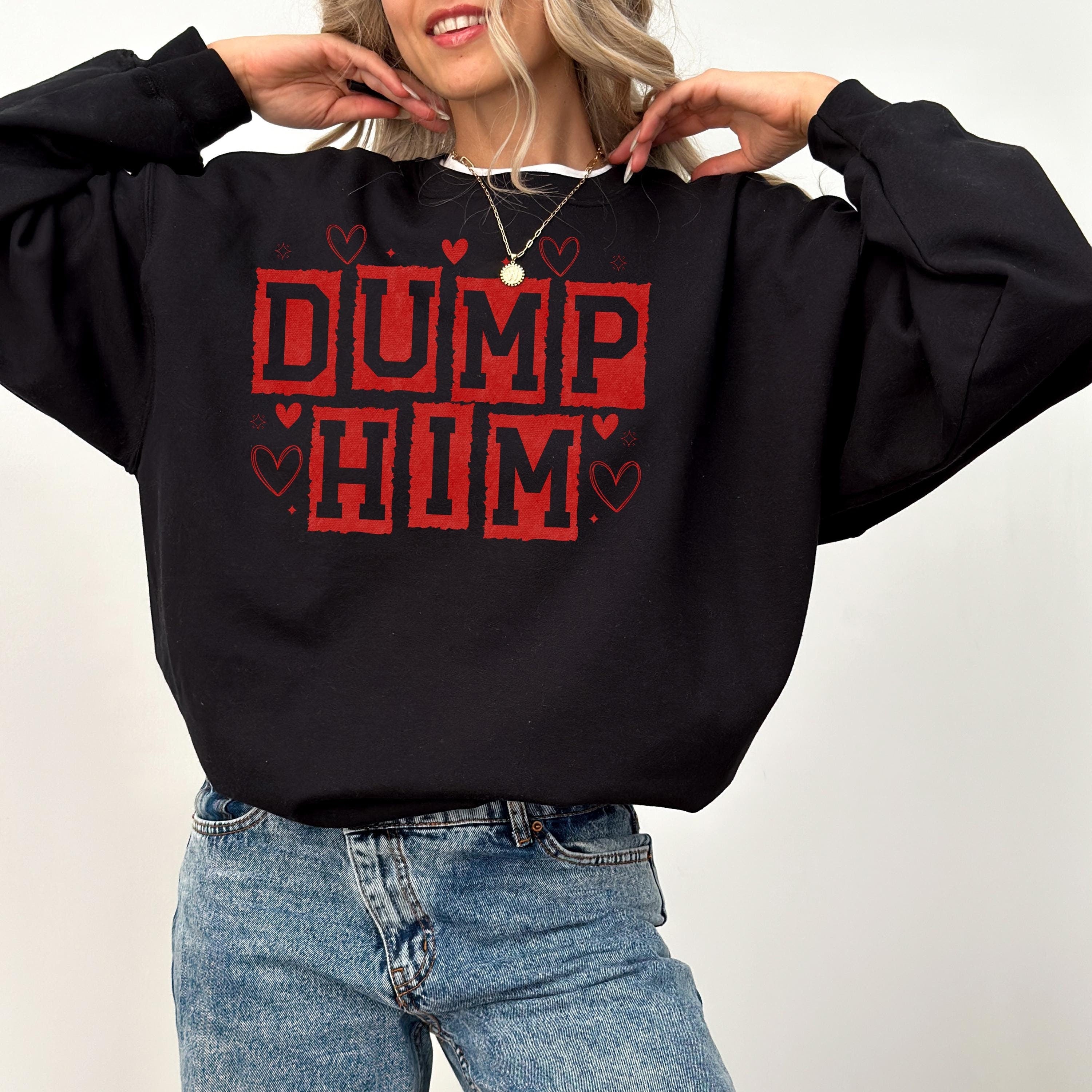 Dump Him Valentine's Day Crewneck, Retro Valentines Sweatshirt, Valentines Day TShirt, Galentine's Day Sweatshirt, Anti Valentine Design