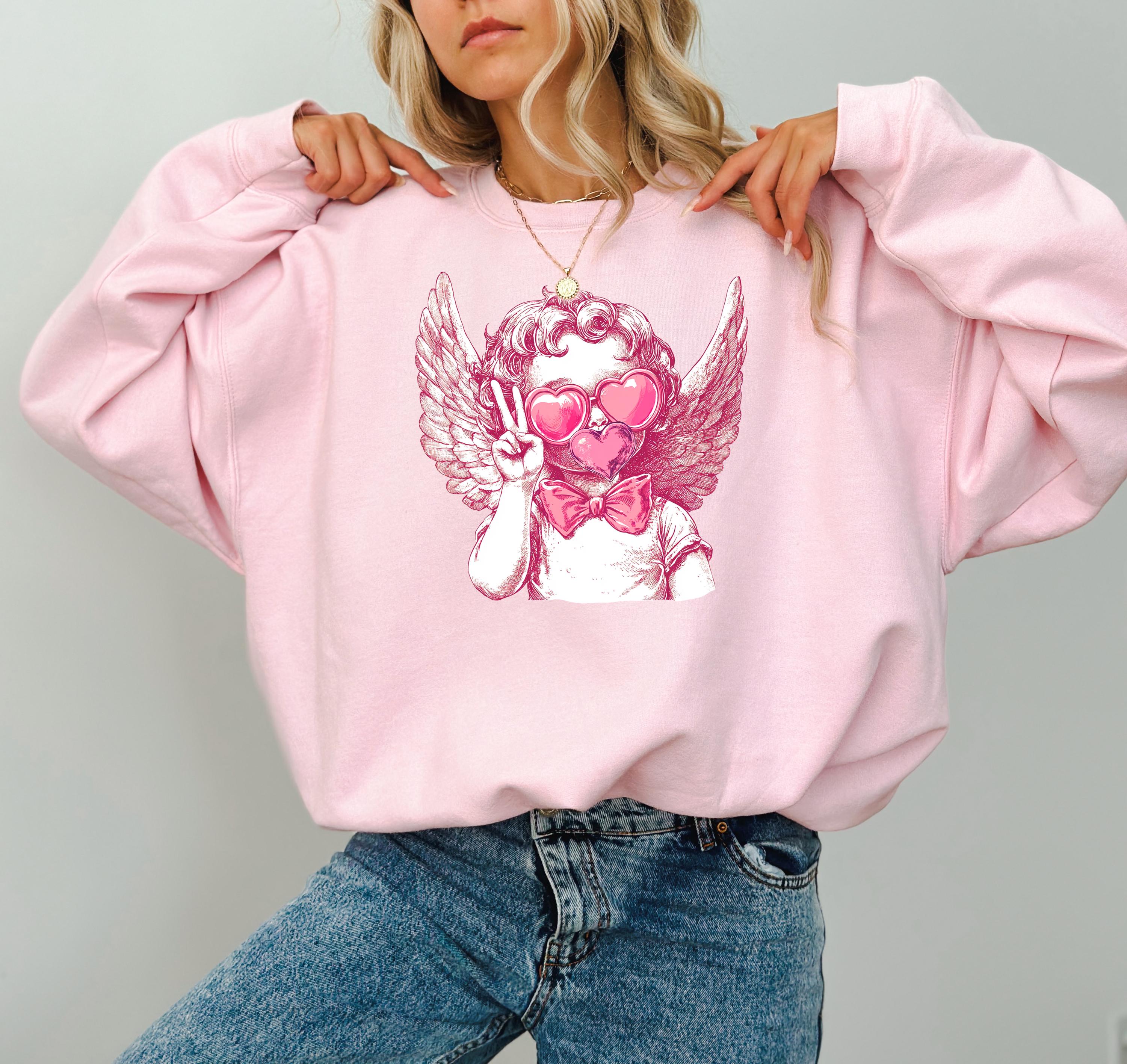Baby Cupid Retro Valentine's Day Crewneck, Valentines Sweatshirt, Valentines Day Shirt, Galentine's Day Crew, Vintage Print Vday Pullover