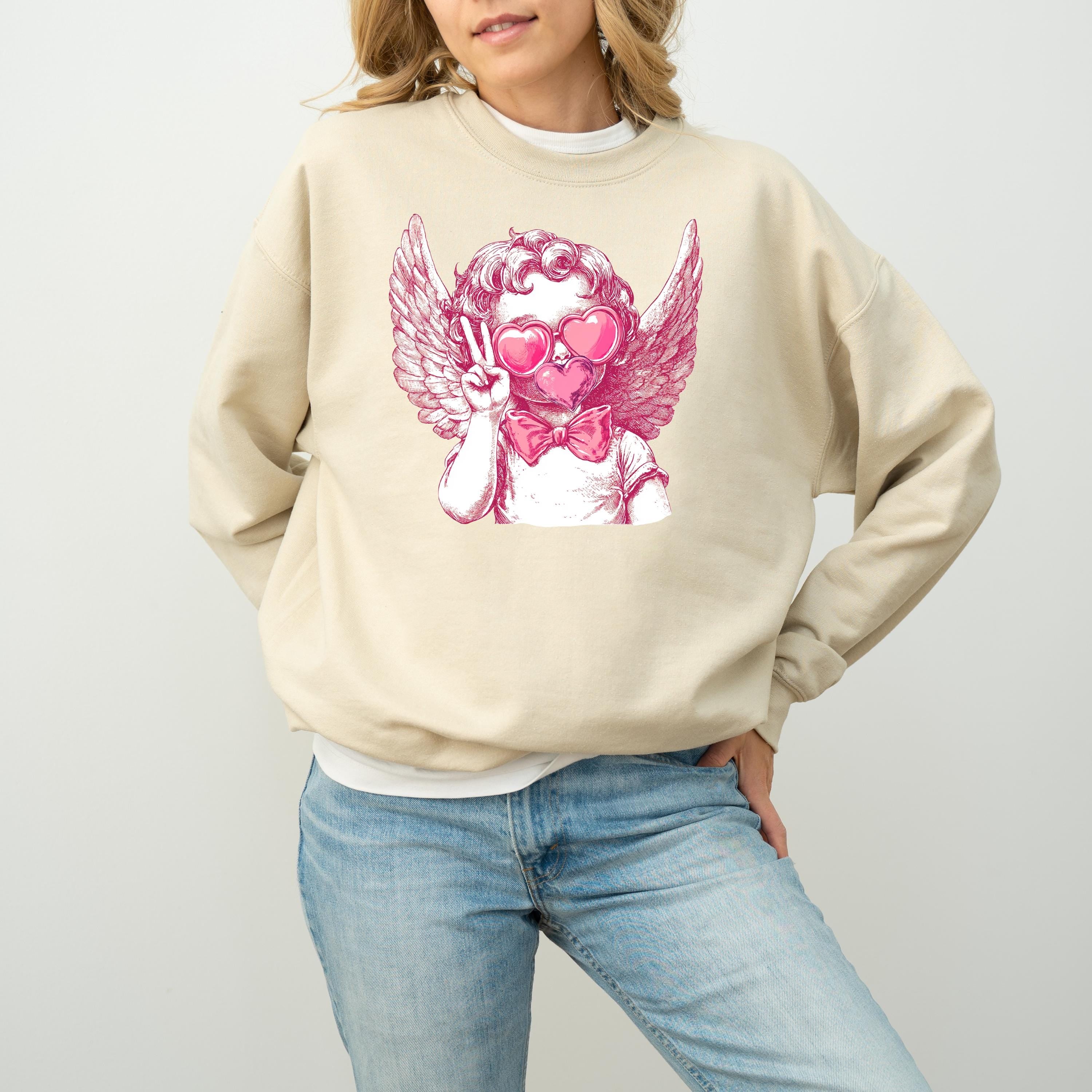 Baby Cupid Retro Valentine's Day Crewneck, Valentines Sweatshirt, Valentines Day Shirt, Galentine's Day Crew, Vintage Print Vday Pullover