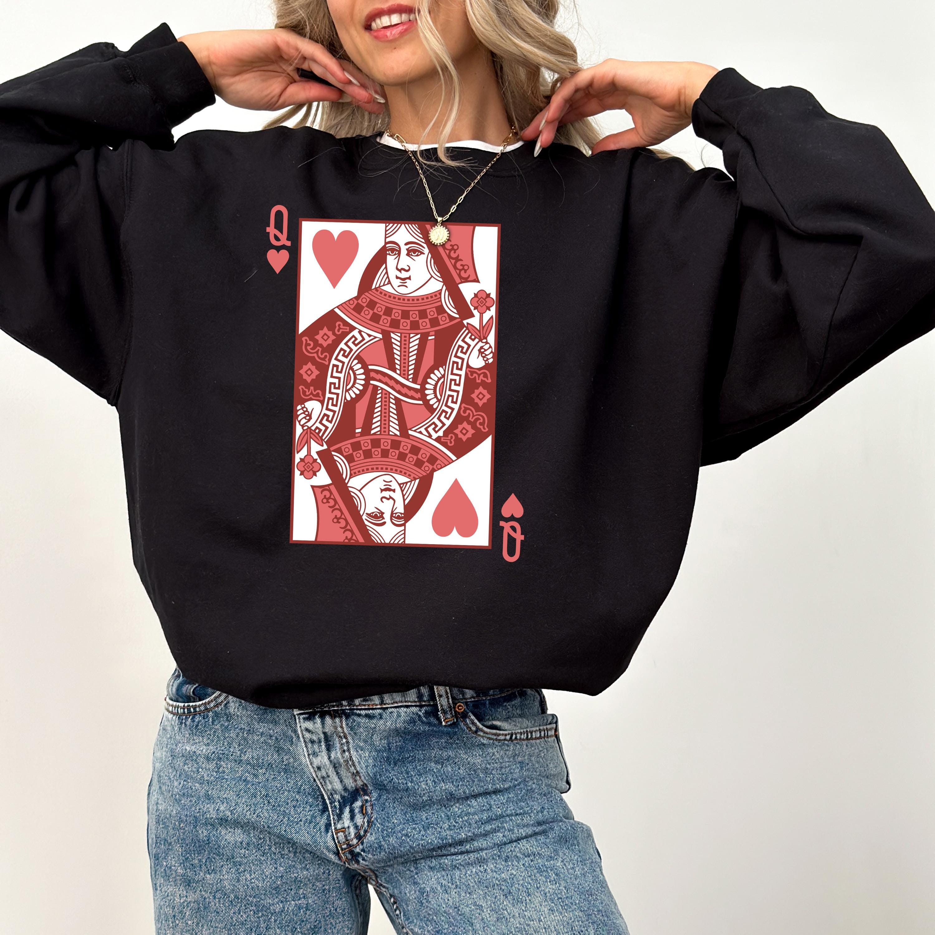 Queen of Hearts Valentine's Day Crewneck, Retro Valentines Sweatshirt, Valentines Day TShirt, Galentine's Day Sweatshirt,