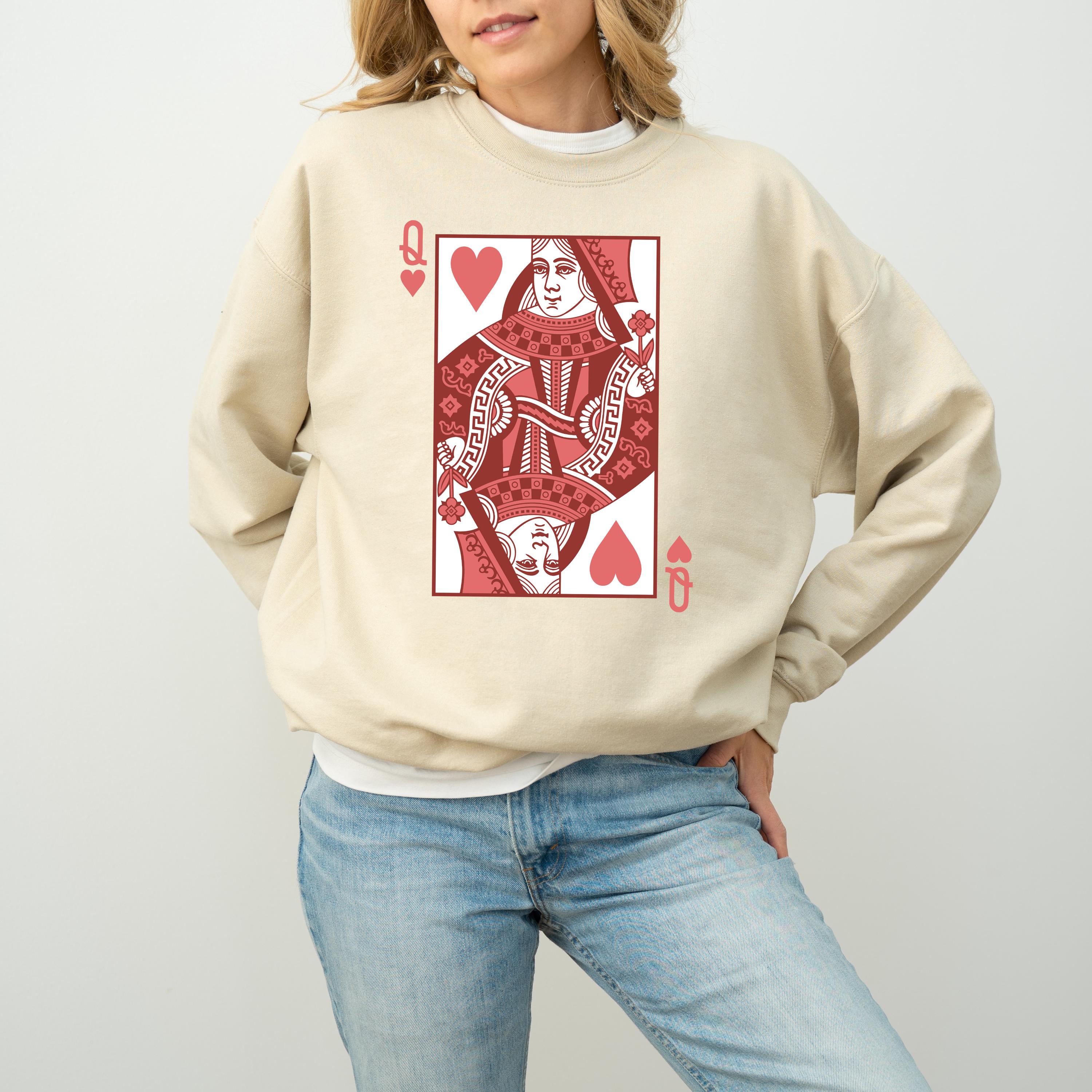 Queen of Hearts Valentine's Day Crewneck, Retro Valentines Sweatshirt, Valentines Day TShirt, Galentine's Day Sweatshirt,