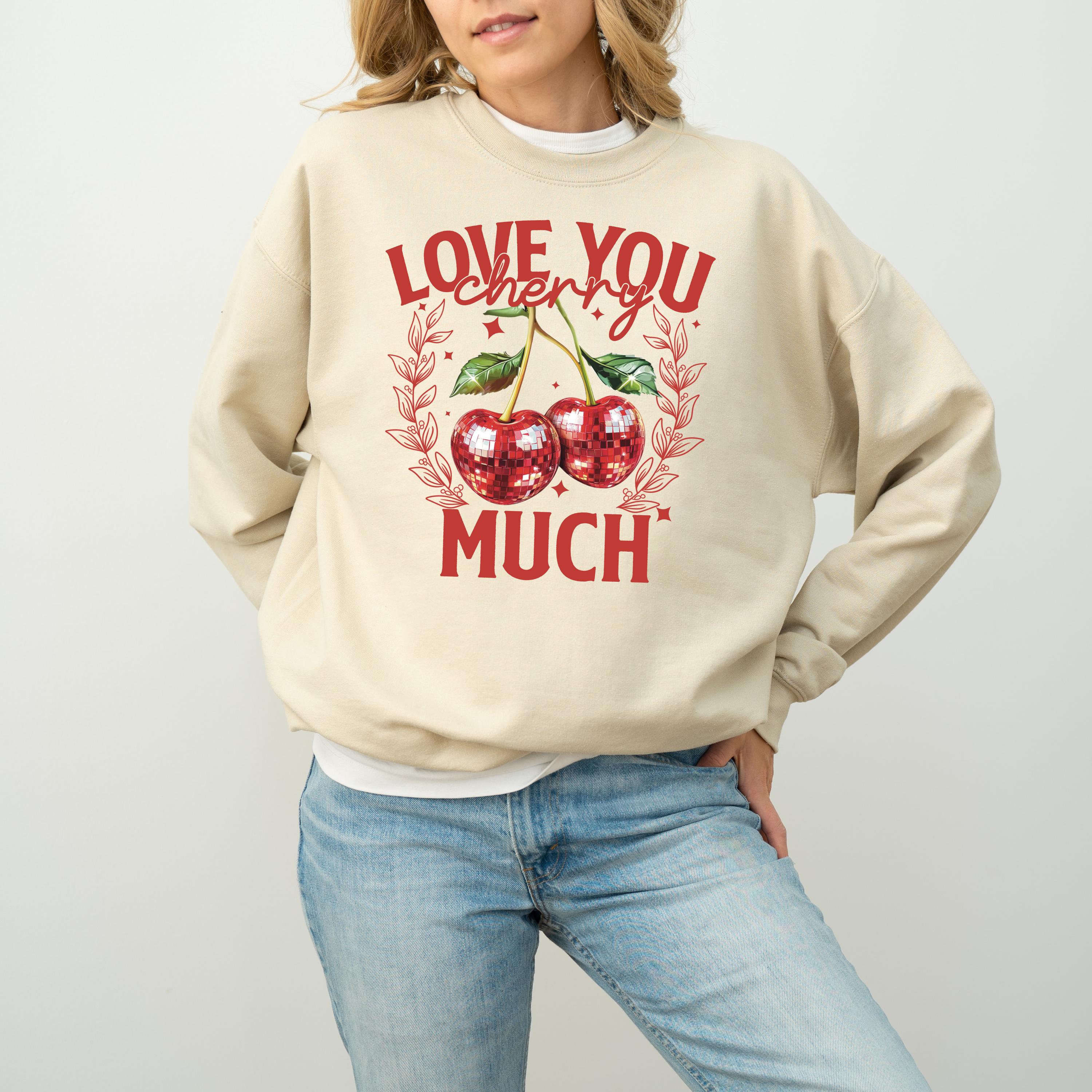 Love You Cherry Much Valentine's Day Crewneck, Retro Valentines Sweatshirt, Valentines Day TShirt, Galentine's Day Sweatshirt, Disco Cherry