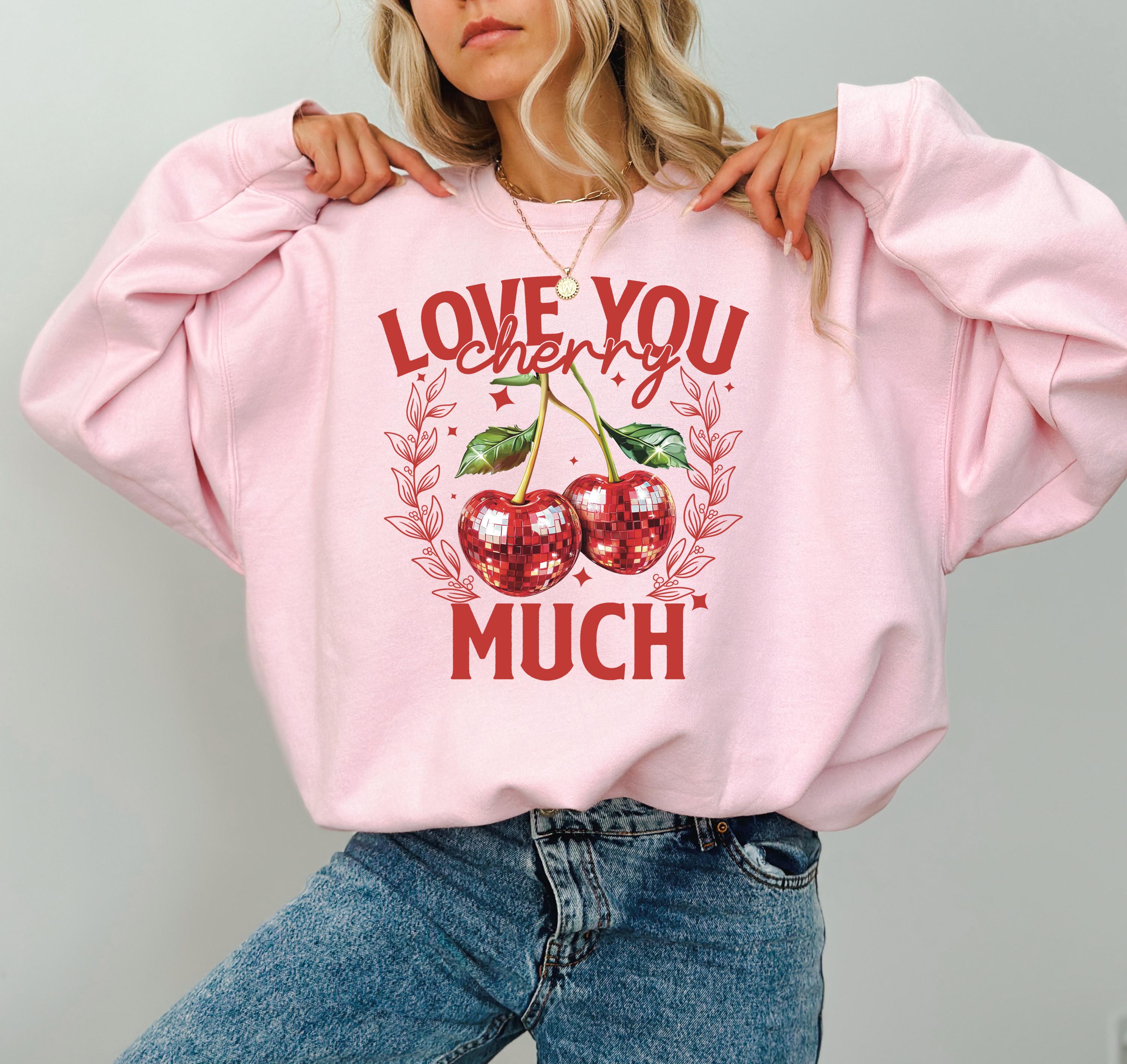 Love You Cherry Much Valentine's Day Crewneck, Retro Valentines Sweatshirt, Valentines Day TShirt, Galentine's Day Sweatshirt, Disco Cherry