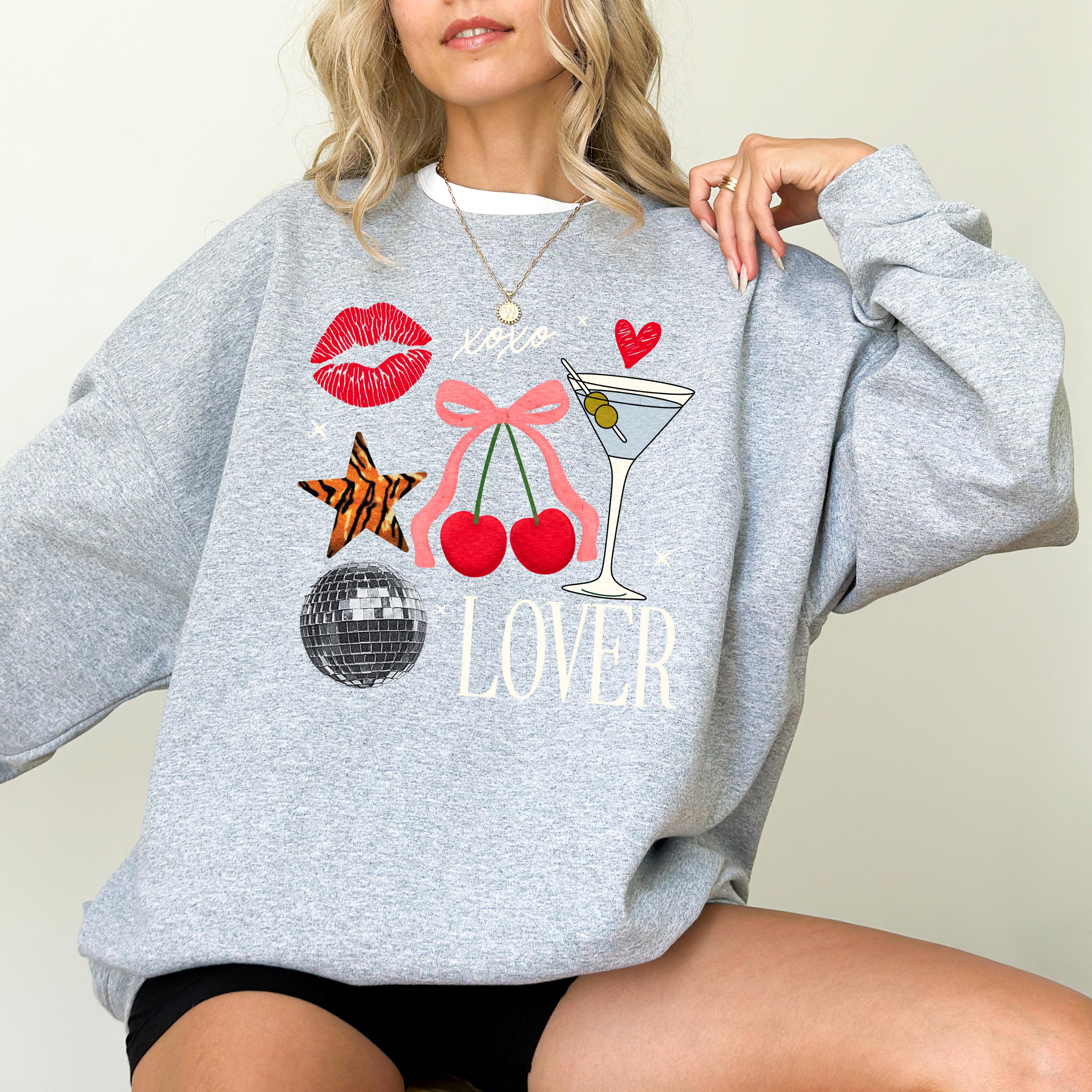 Cute Red Bow Valentine's Day Crewneck, Retro Valentines Collage Sweatshirt, Valentines Day TShirt, Galentine's Day Sweatshirt, Martini