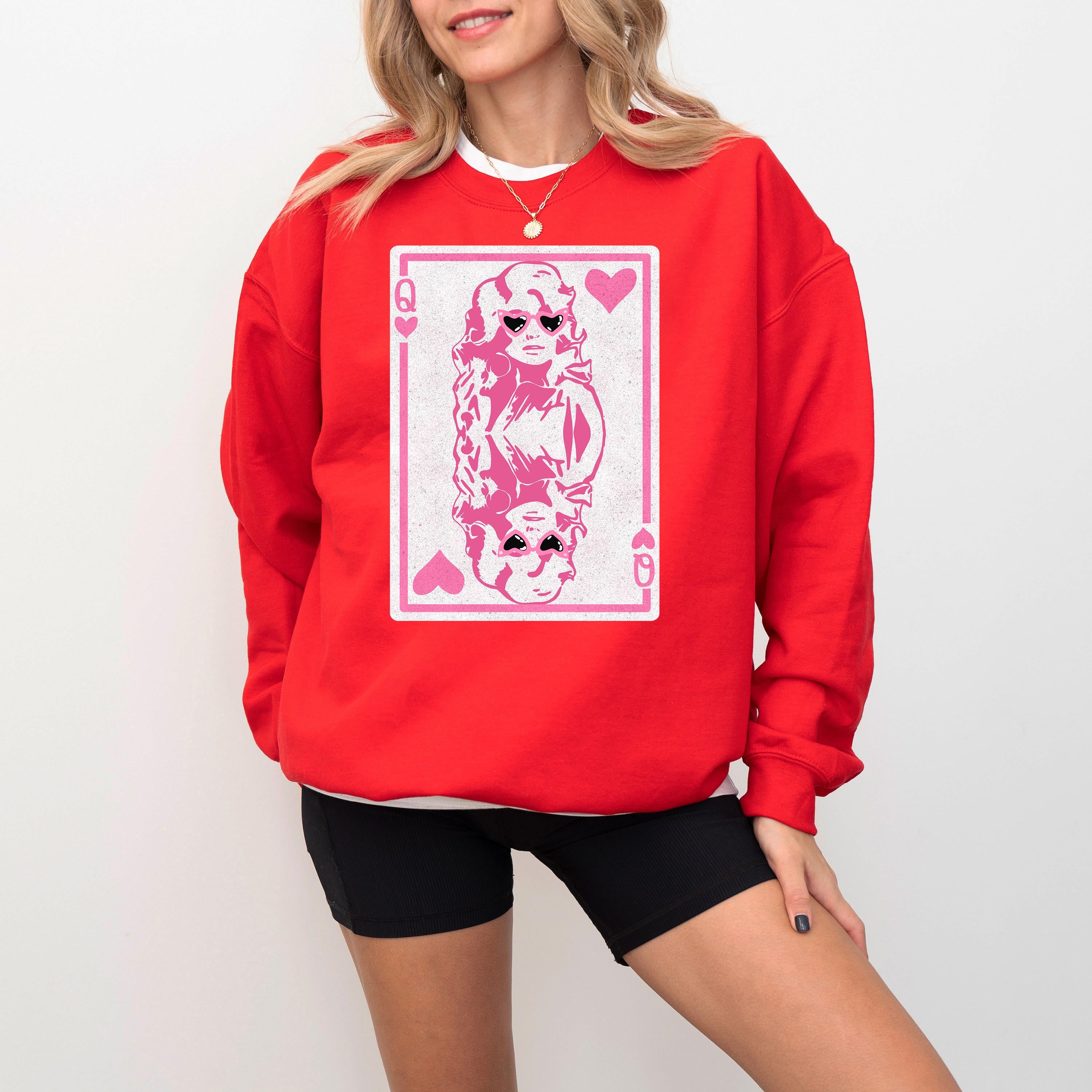 Queen Dolly Valentine's Day Crewneck, Retro Valentines Sweatshirt, Valentines Day TShirt, Galentine's Day Sweatshirt, Queen Hearts Design