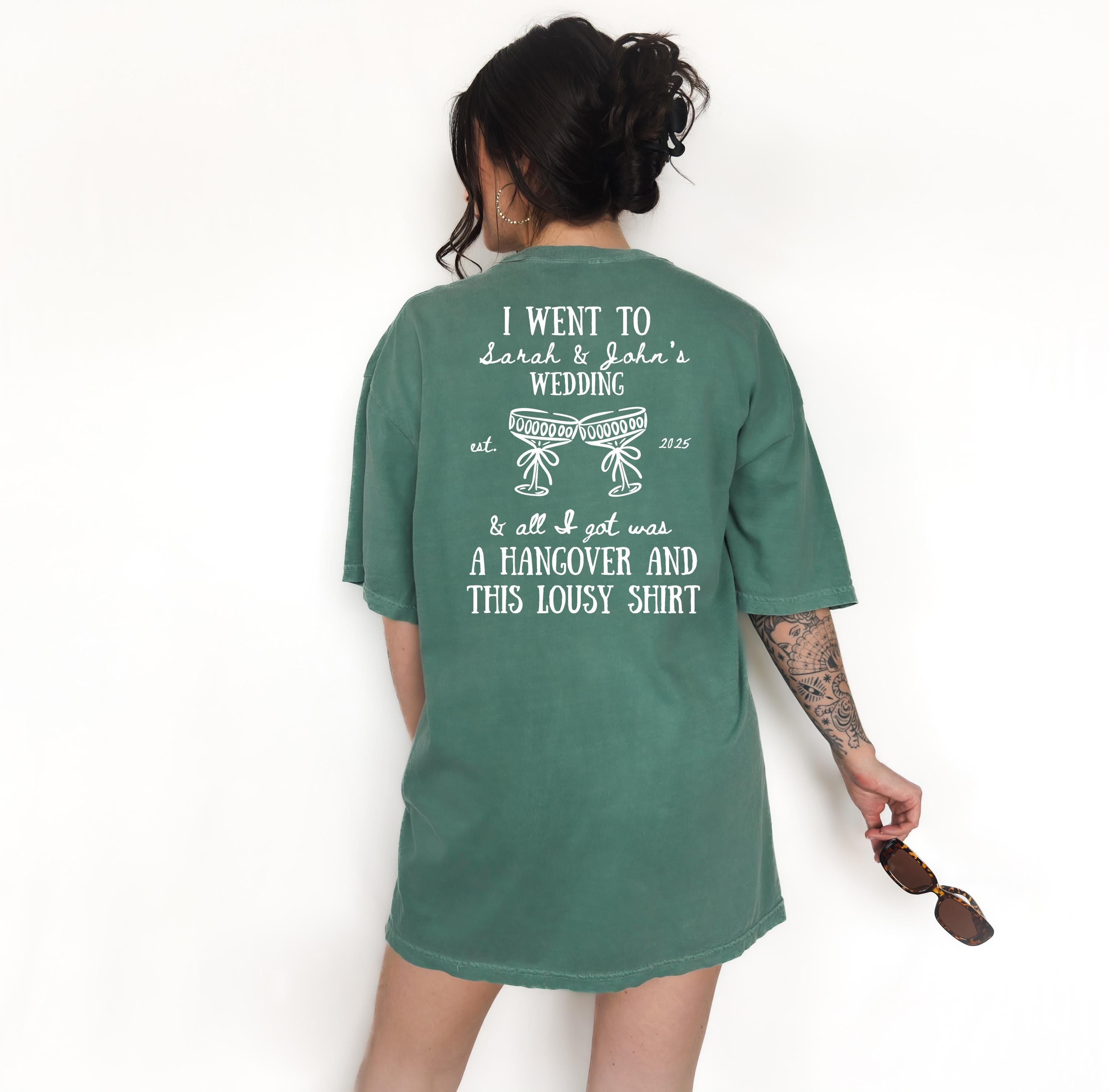 Unisex Custom Wedding Favor T-shirt, Bridal Party Shirts, Comfort Colors T Personalized Shirt I went to Wedding and all I Got Was This Shirt