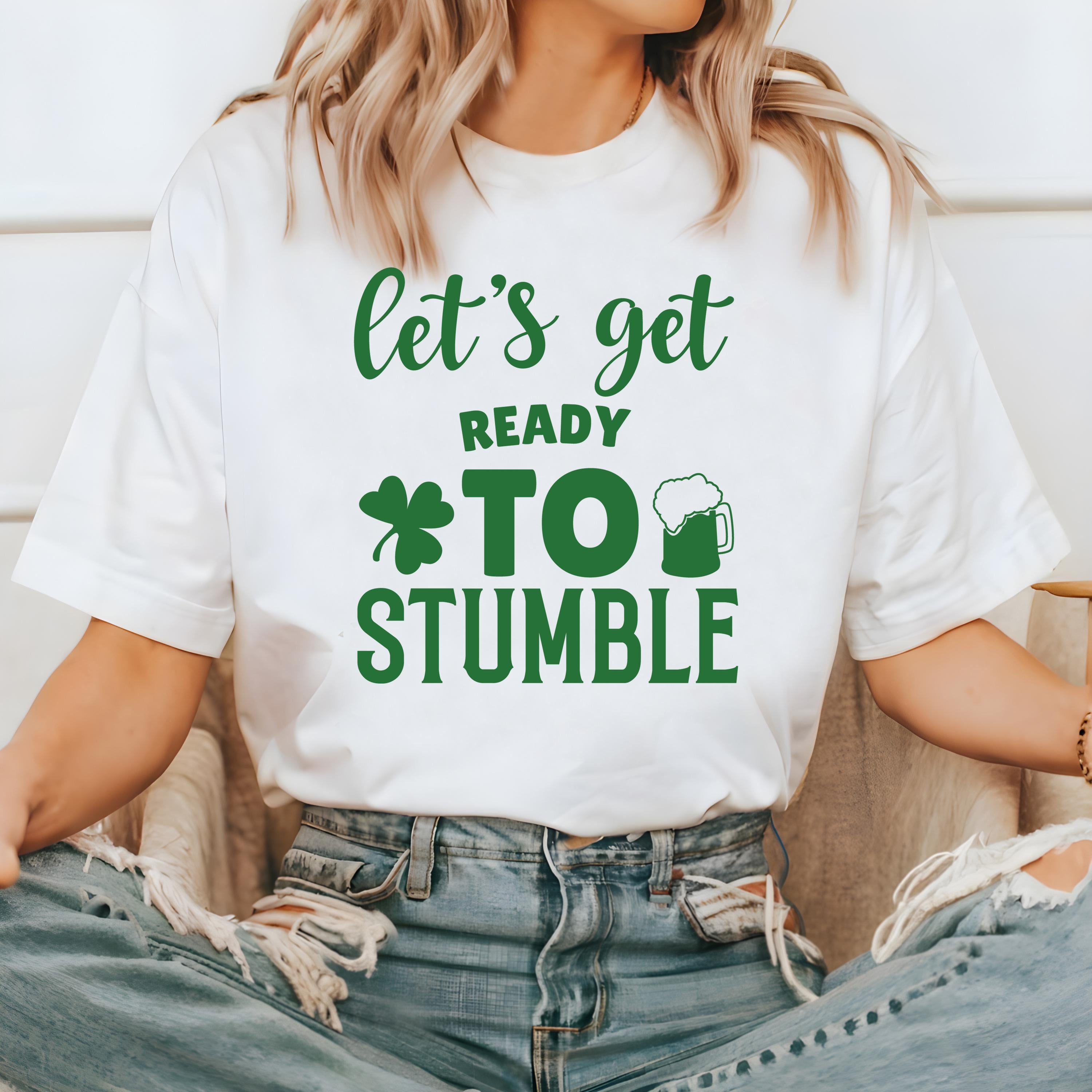 Funny St Patty's Day Comfort Colors Shirt, Lets Get Ready To Stumble St Patricks Day T, St Paddy's Day Four Leaf Clover Shirt, Lucky T Shirt