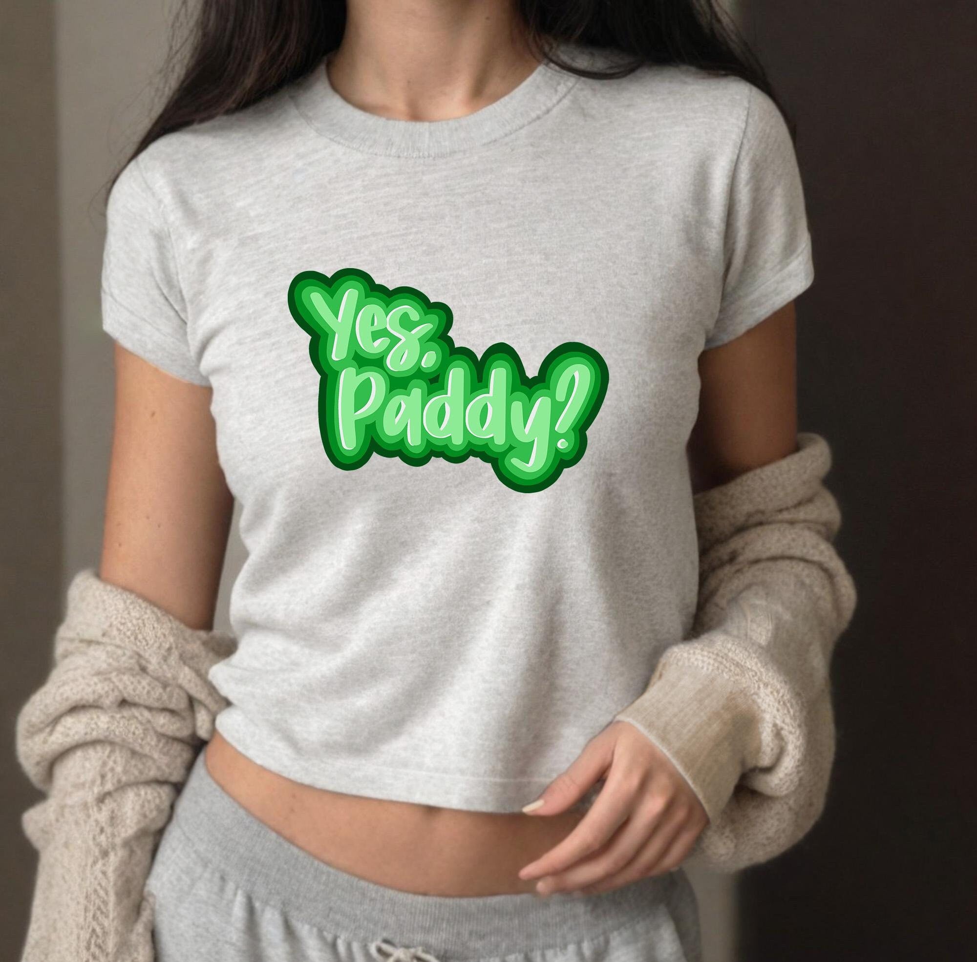 Funny Yes Paddy Baby Tee, Four Leaf Clover Baby Shirt, St Paddys Tee, St Pattys Day Tee, y2k baby tee, St Patricks Day Crop, Green Beer Day