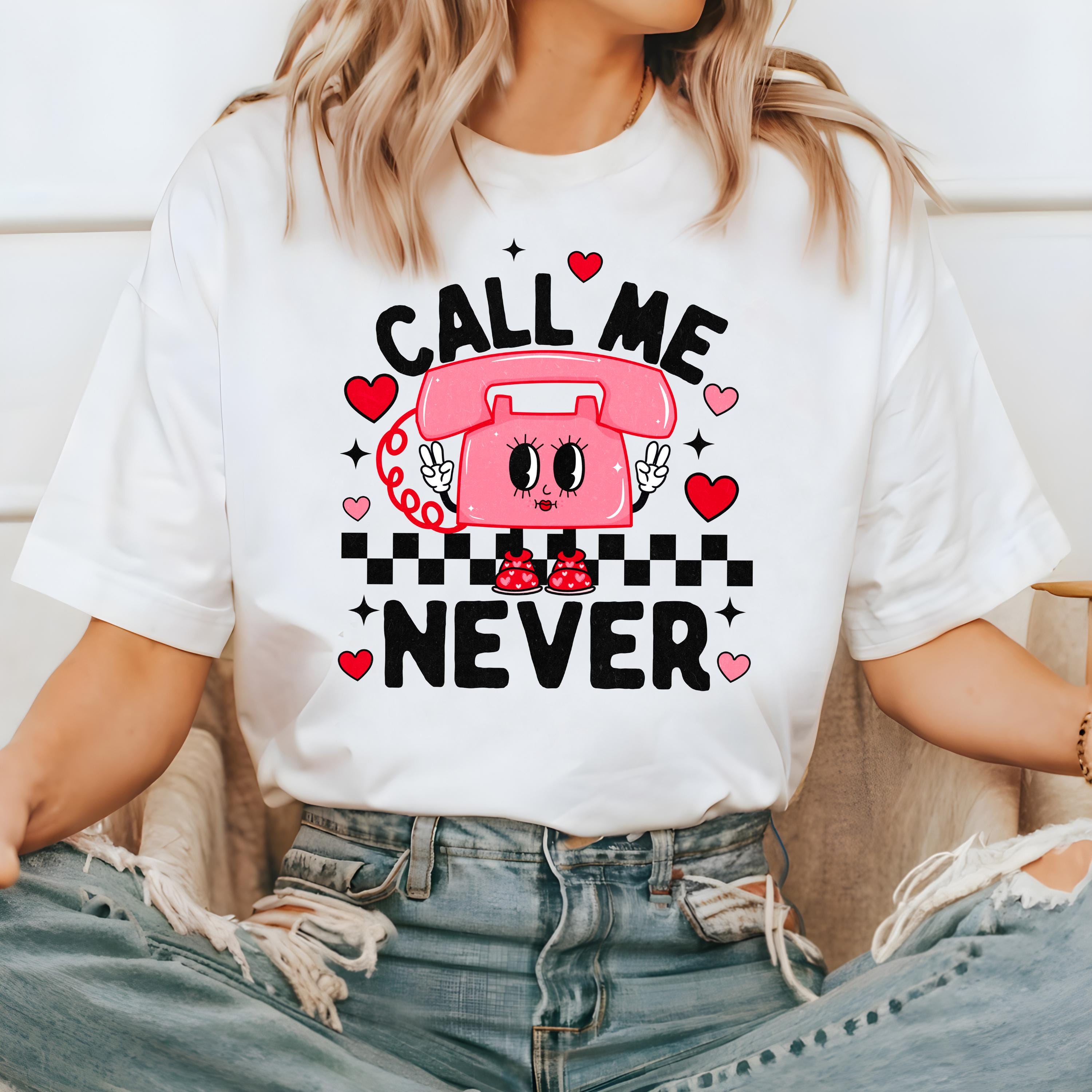 Funny Call Me Never Retro Valentine's Day Comfort Colors Shirt, Vintage Vday Shirt, Love Day Shirt, Galentine's Day 2025, Checkered Design