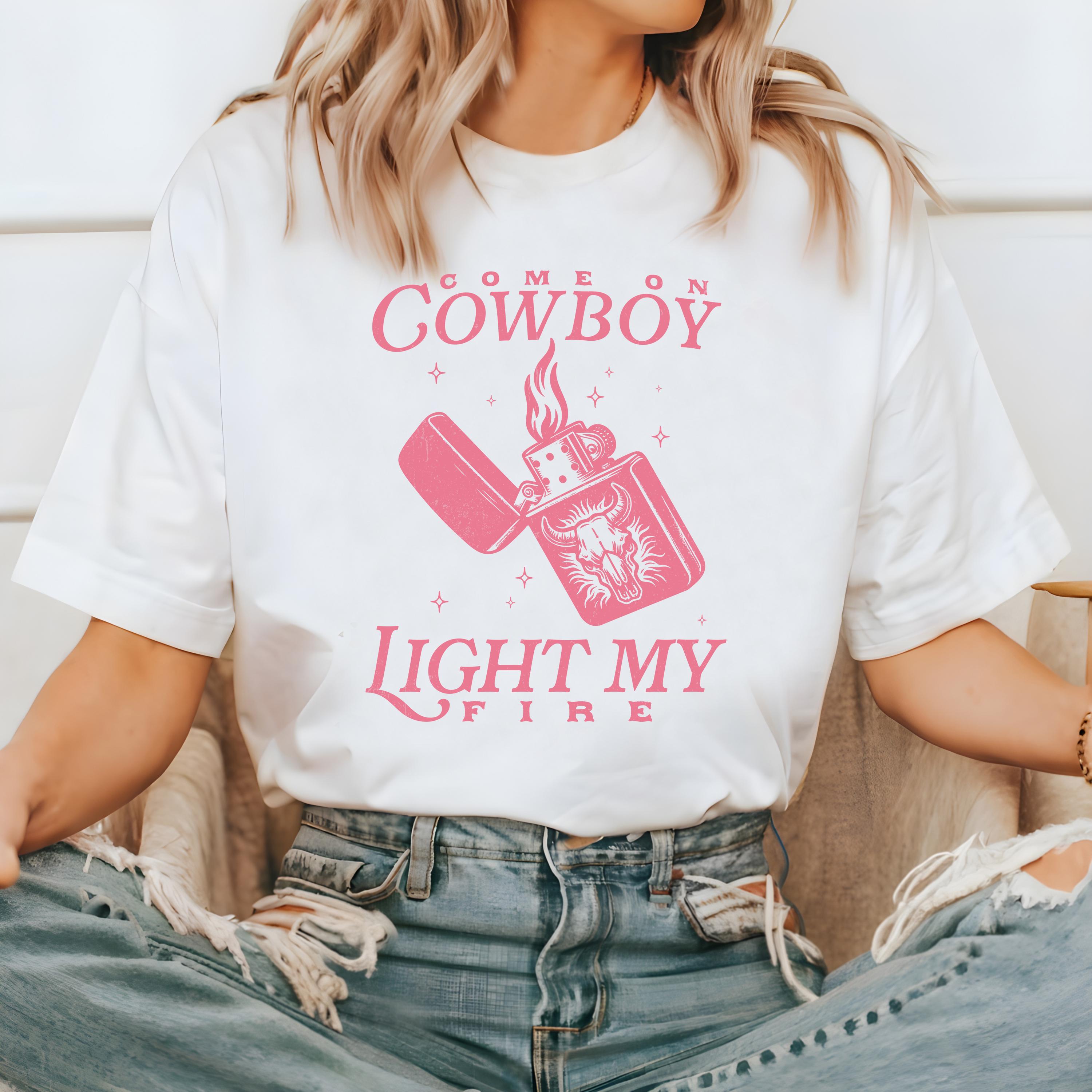 Come On Cowboy Light Me up Design, Retro Valentine's Day Comfort Colors Shirt, Vintage Vday Shirt, Cute TShirt, Galentine's Day 2025, Trendy
