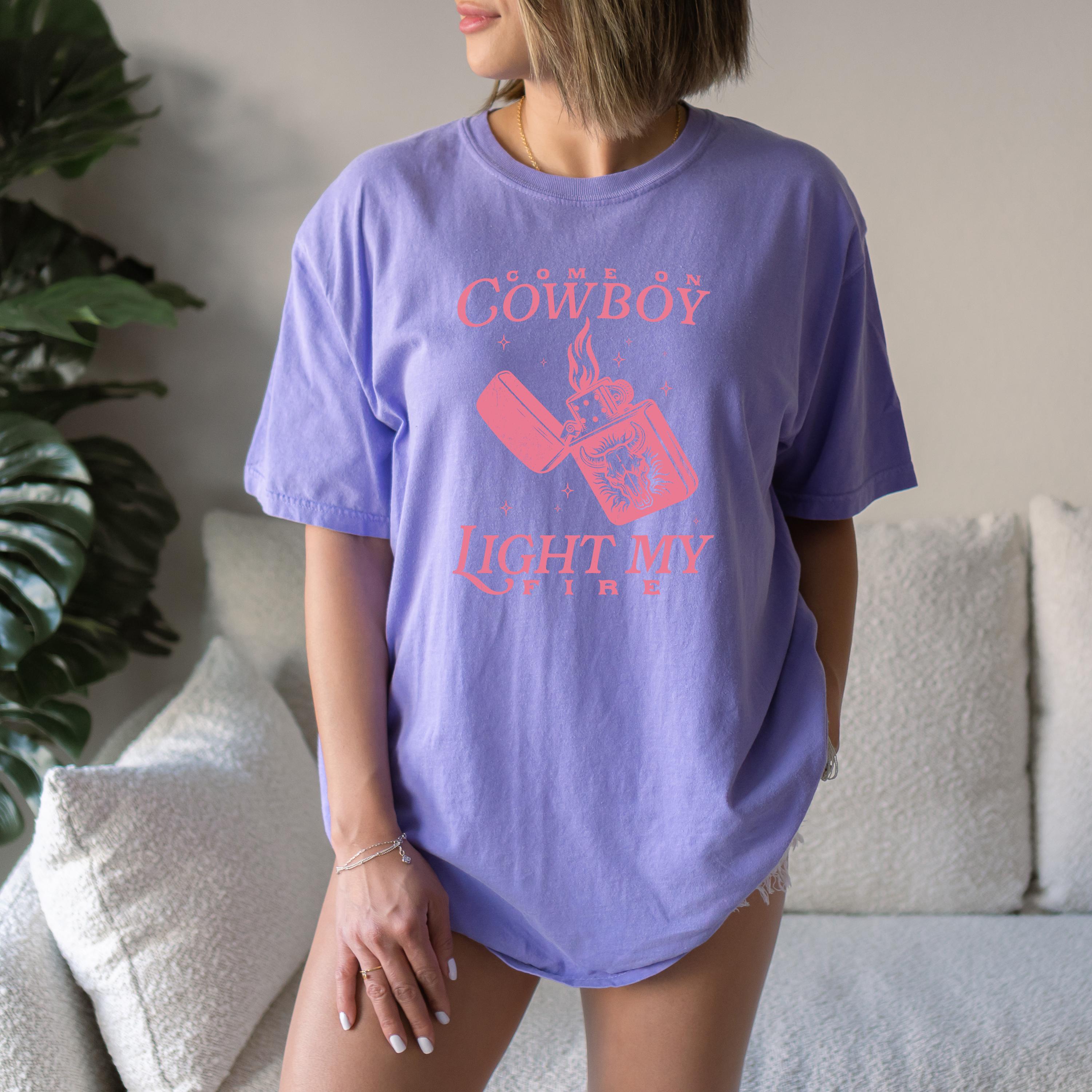 Come On Cowboy Light Me up Design, Retro Valentine's Day Comfort Colors Shirt, Vintage Vday Shirt, Cute TShirt, Galentine's Day 2025, Trendy