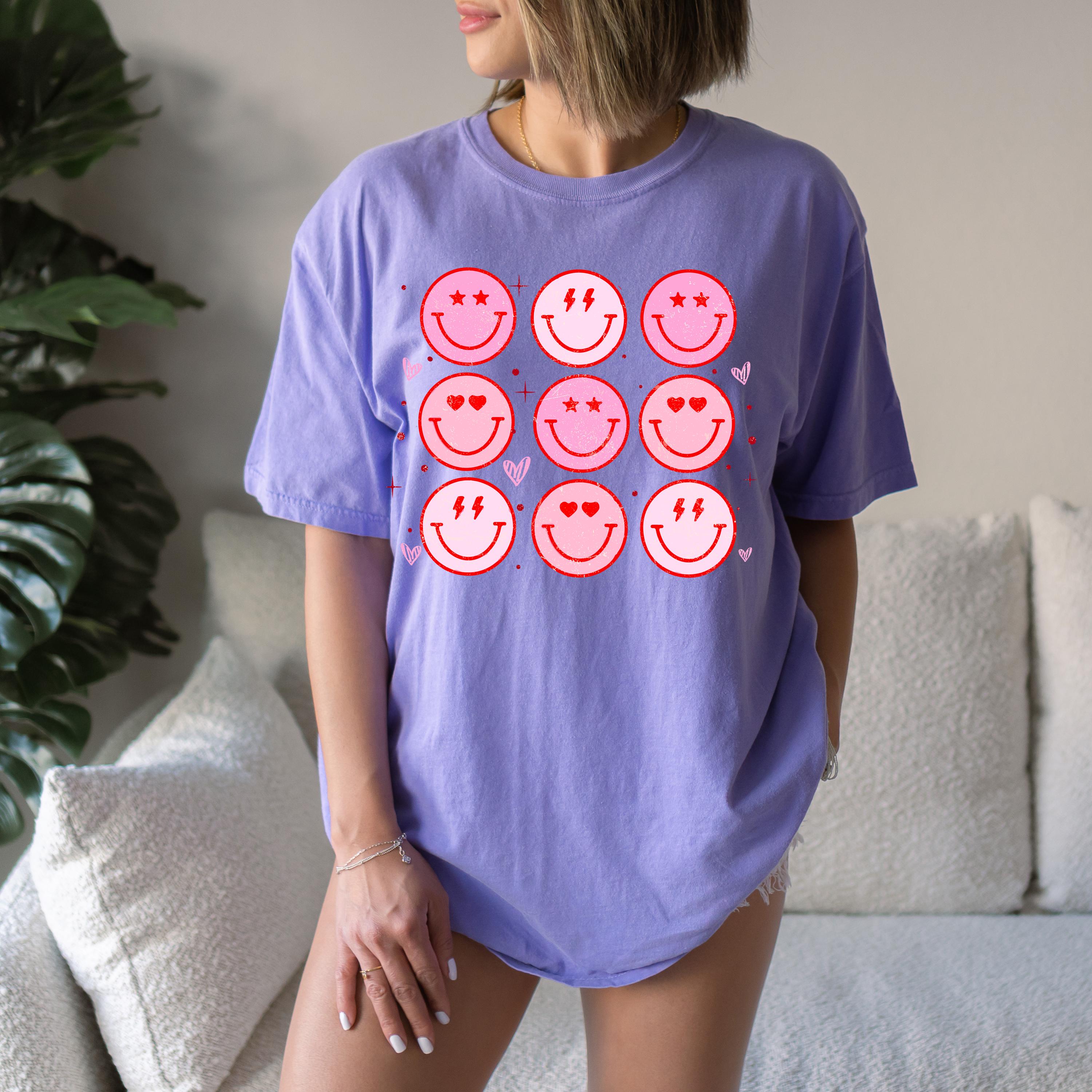 Valentine's Day Smile Comfort Colors Shirt, Cute Pink Valentine Shirt, Valentine's Design, Galentine's Day 2025, Vday Tshirt,