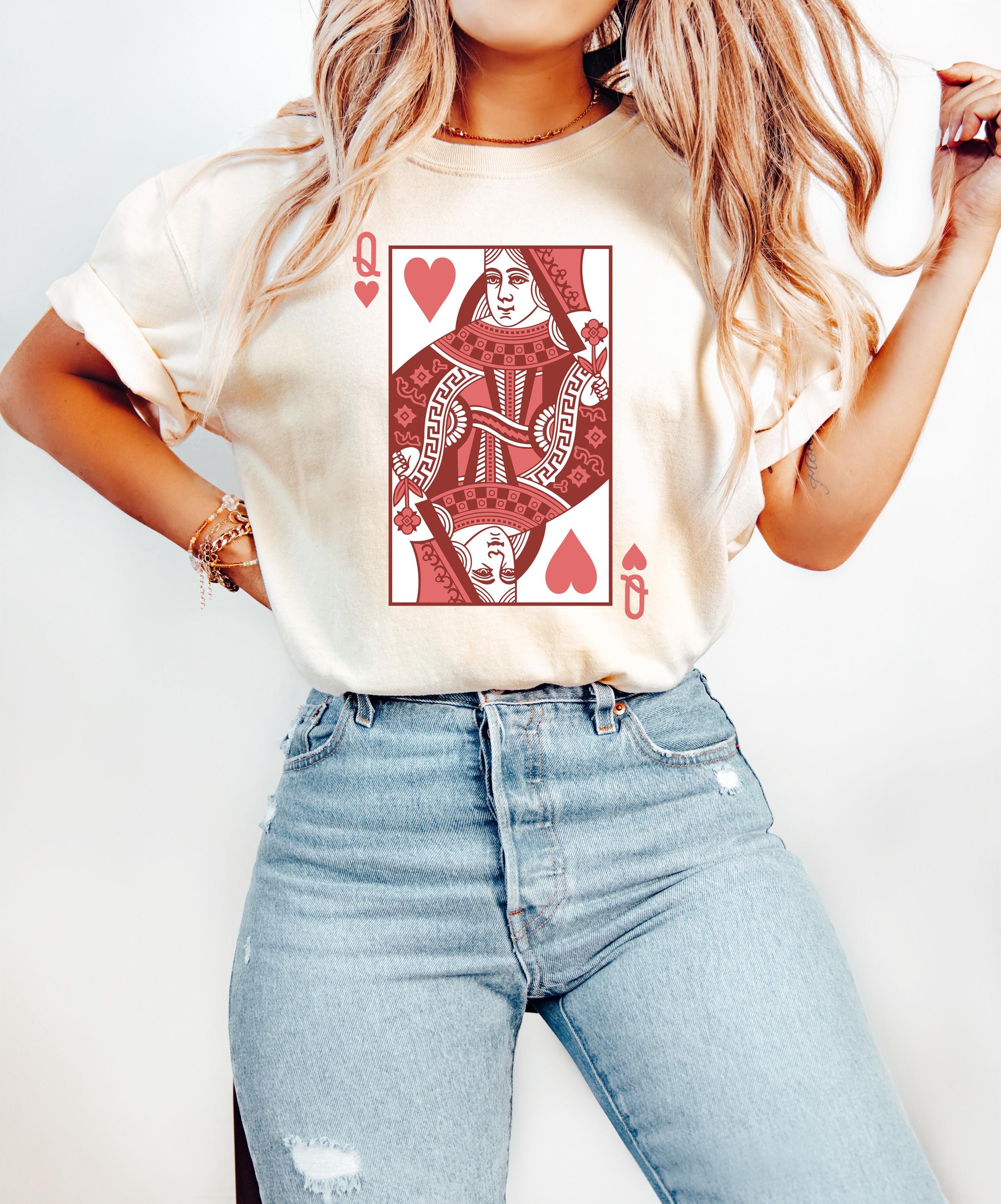 Queen of Hearts Valentine's Day Comfort Colors Shirt, Cute Red Queen Valentine Shirt, Retro Red Hearts Design, Galentine's Day Tshirt