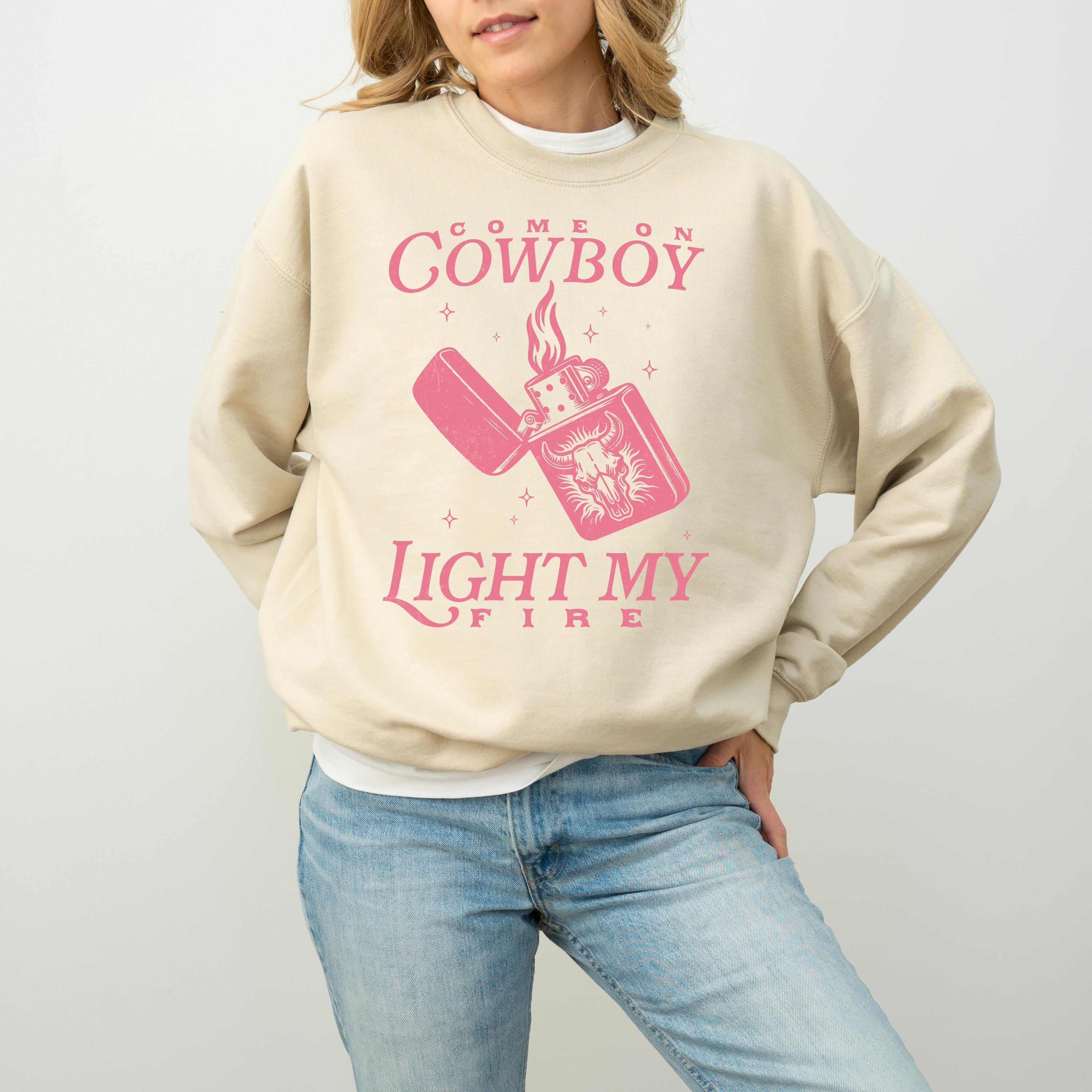 Cowboy Light My Fire Crewneck, Retro Valentines Sweatshirt, Trendy Valentines Day TShirt, Galentine's Day Sweatshirt, Cute Western Design