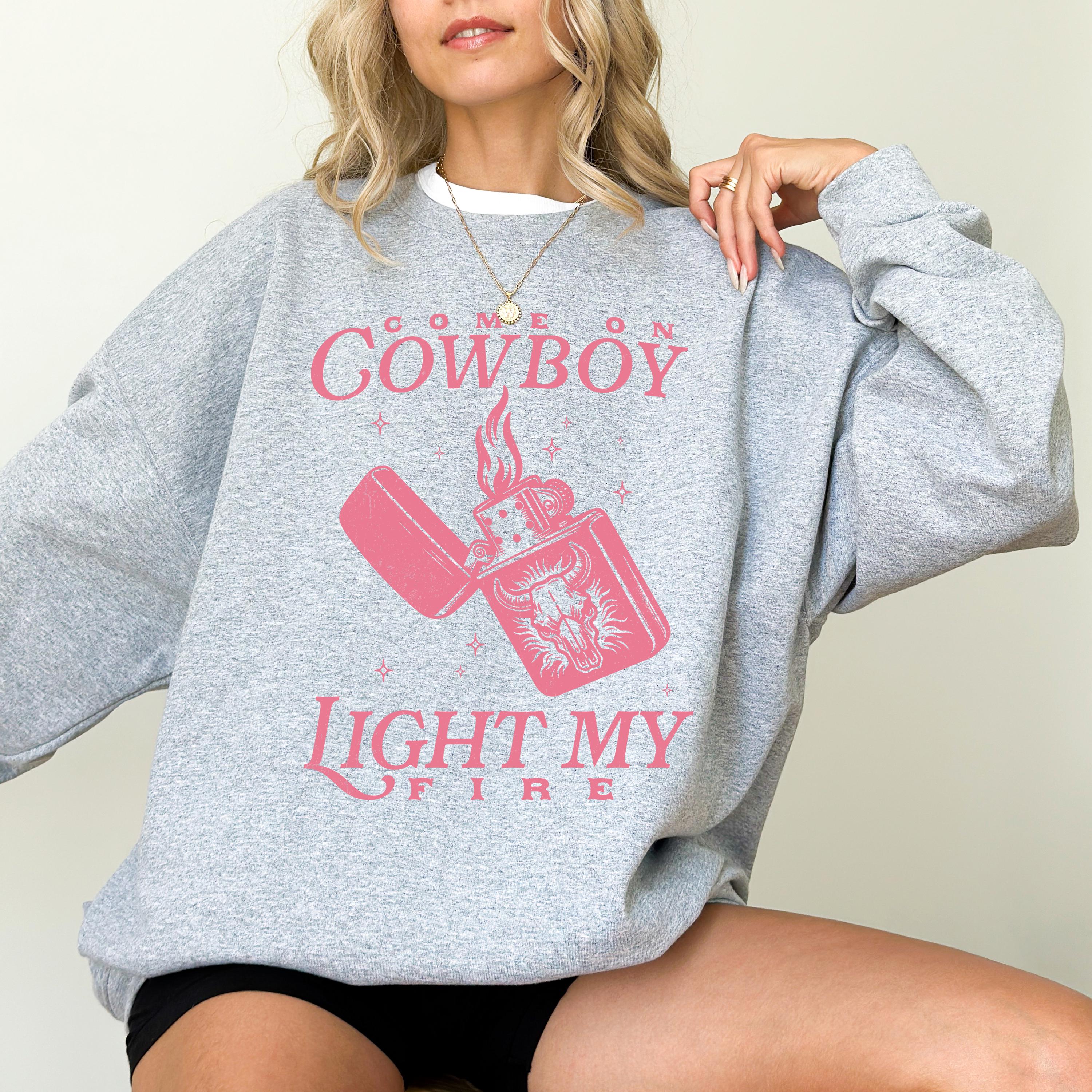 Cowboy Light My Fire Crewneck, Retro Valentines Sweatshirt, Trendy Valentines Day TShirt, Galentine's Day Sweatshirt, Cute Western Design