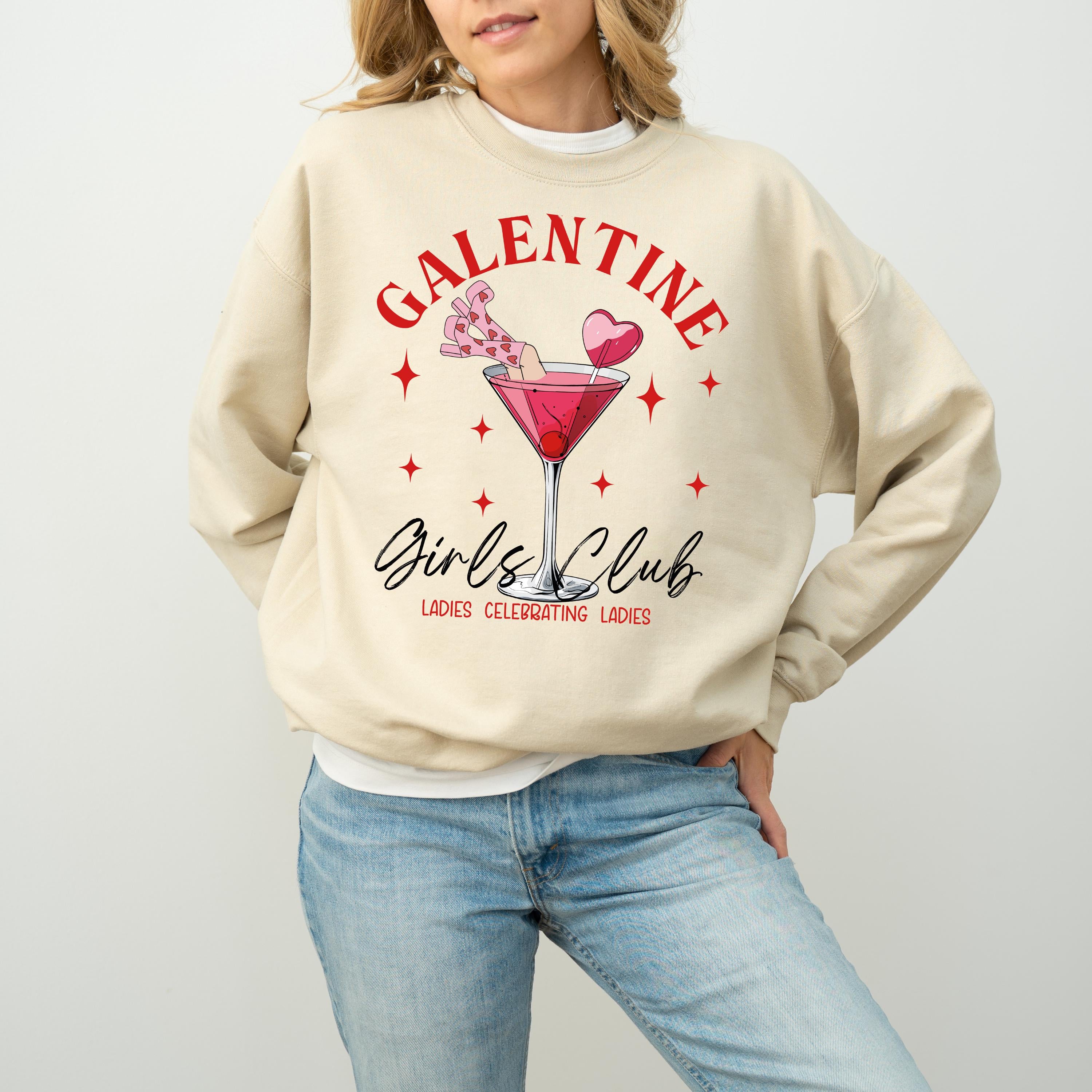 Galentine Girls Club Valentine's Day Crewneck, Retro Valentines Sweatshirt, Valentines Day TShirt, Galentine's Day Pullover, Girls Night