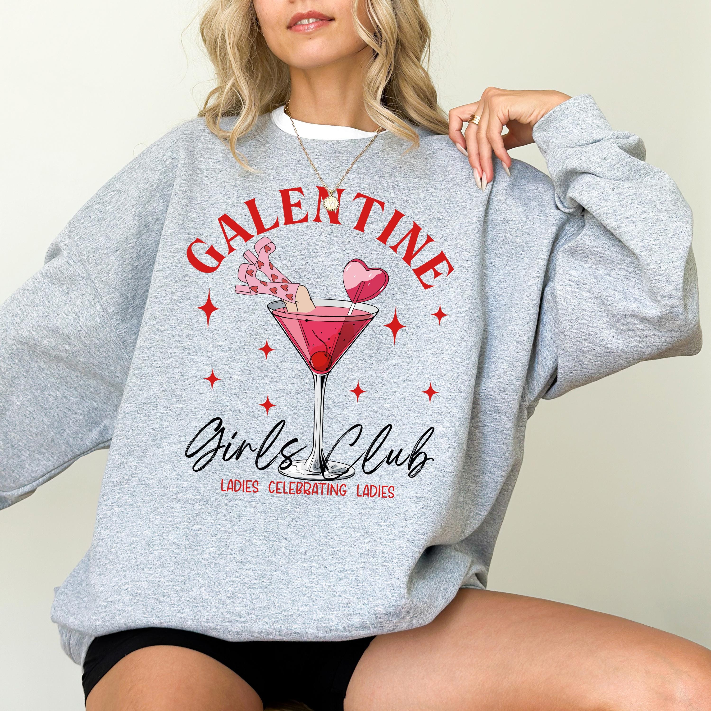 Galentine Girls Club Valentine's Day Crewneck, Retro Valentines Sweatshirt, Valentines Day TShirt, Galentine's Day Pullover, Girls Night