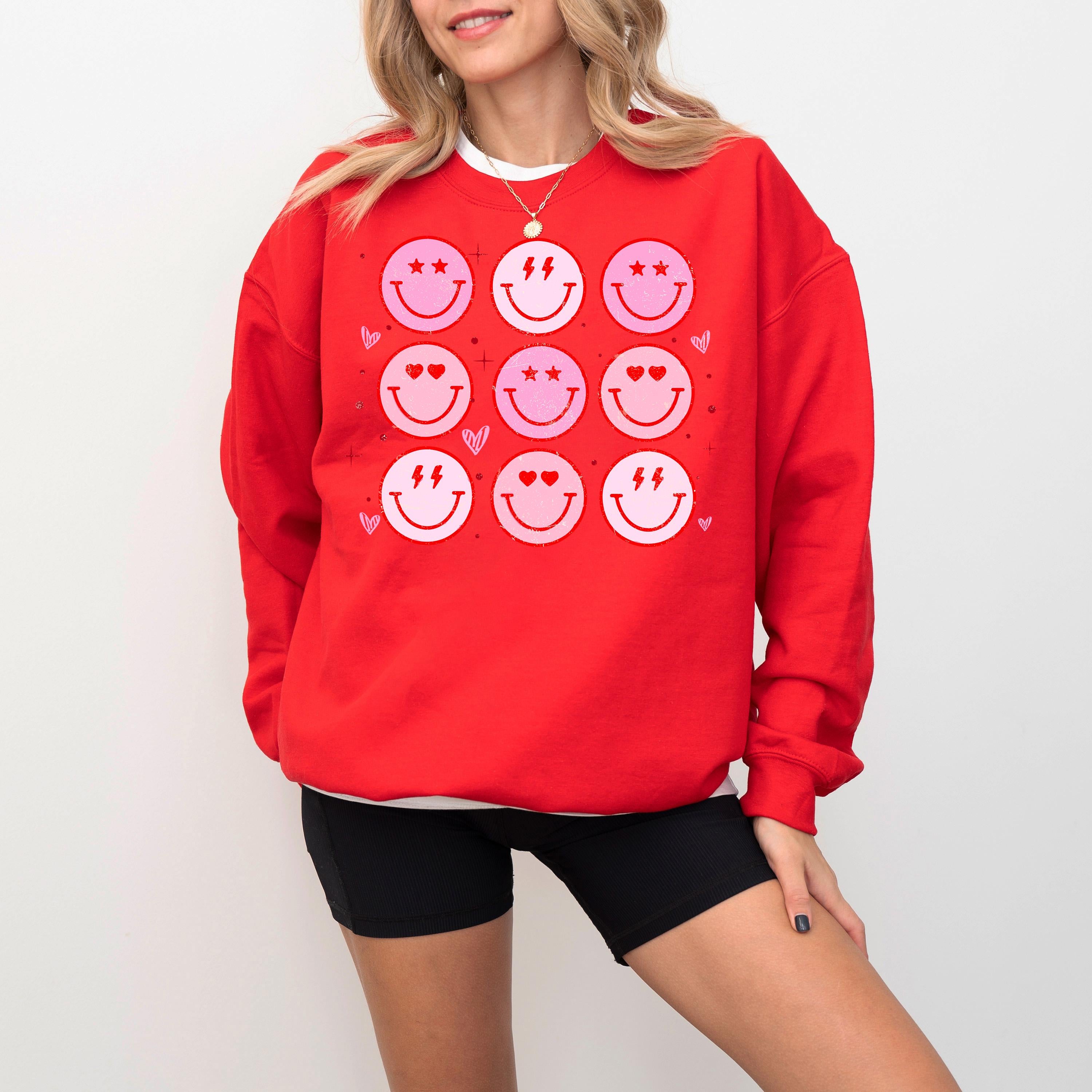 Cute Smile Valentine's Day Crewneck, Retro Pink Valentines Sweatshirt, Valentines Day TShirt, Galentine's Day Sweatshirt, Fun Vday Design