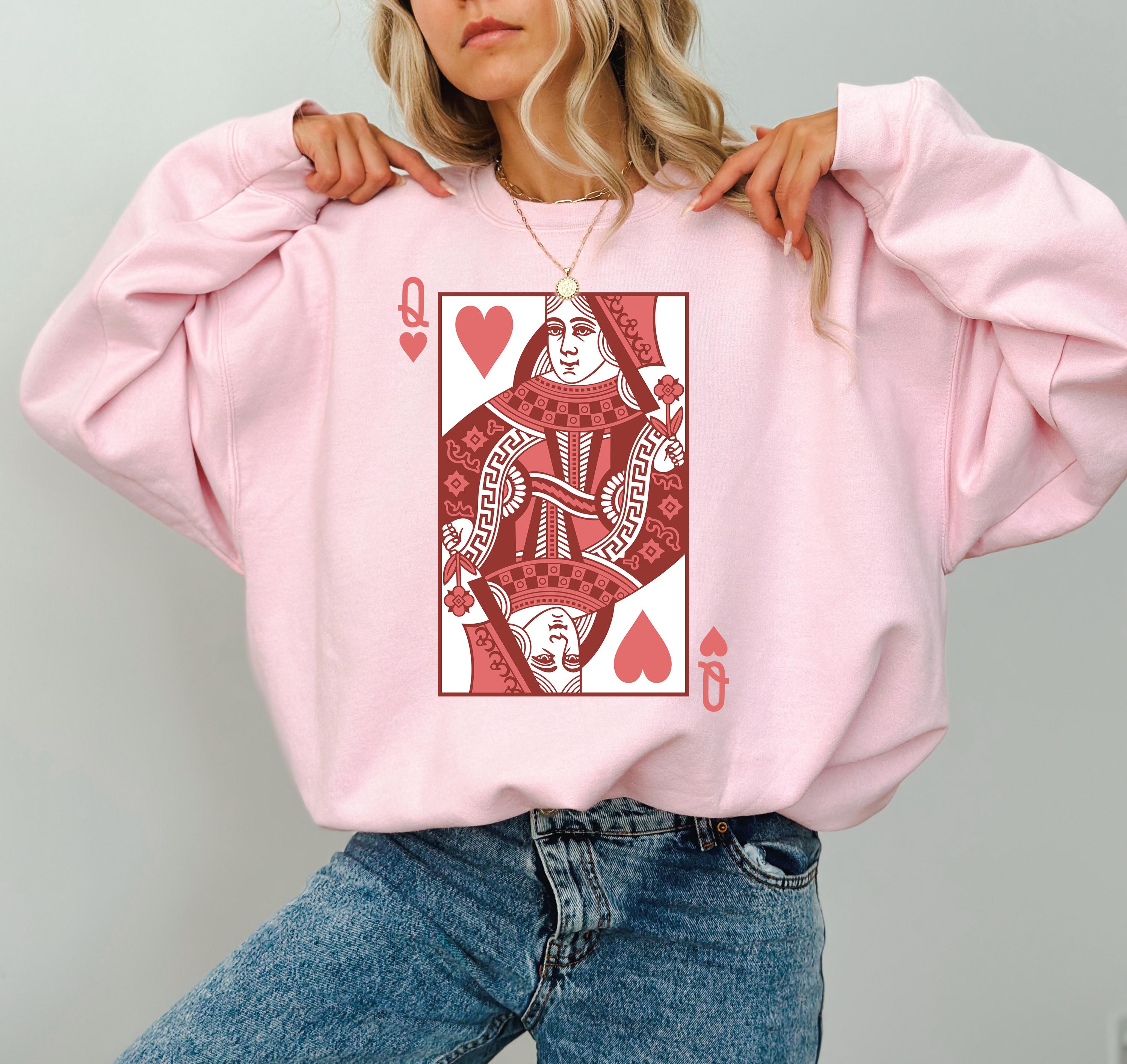 Queen of Hearts Valentine's Day Crewneck, Retro Valentines Sweatshirt, Valentines Day TShirt, Galentine's Day Sweatshirt,