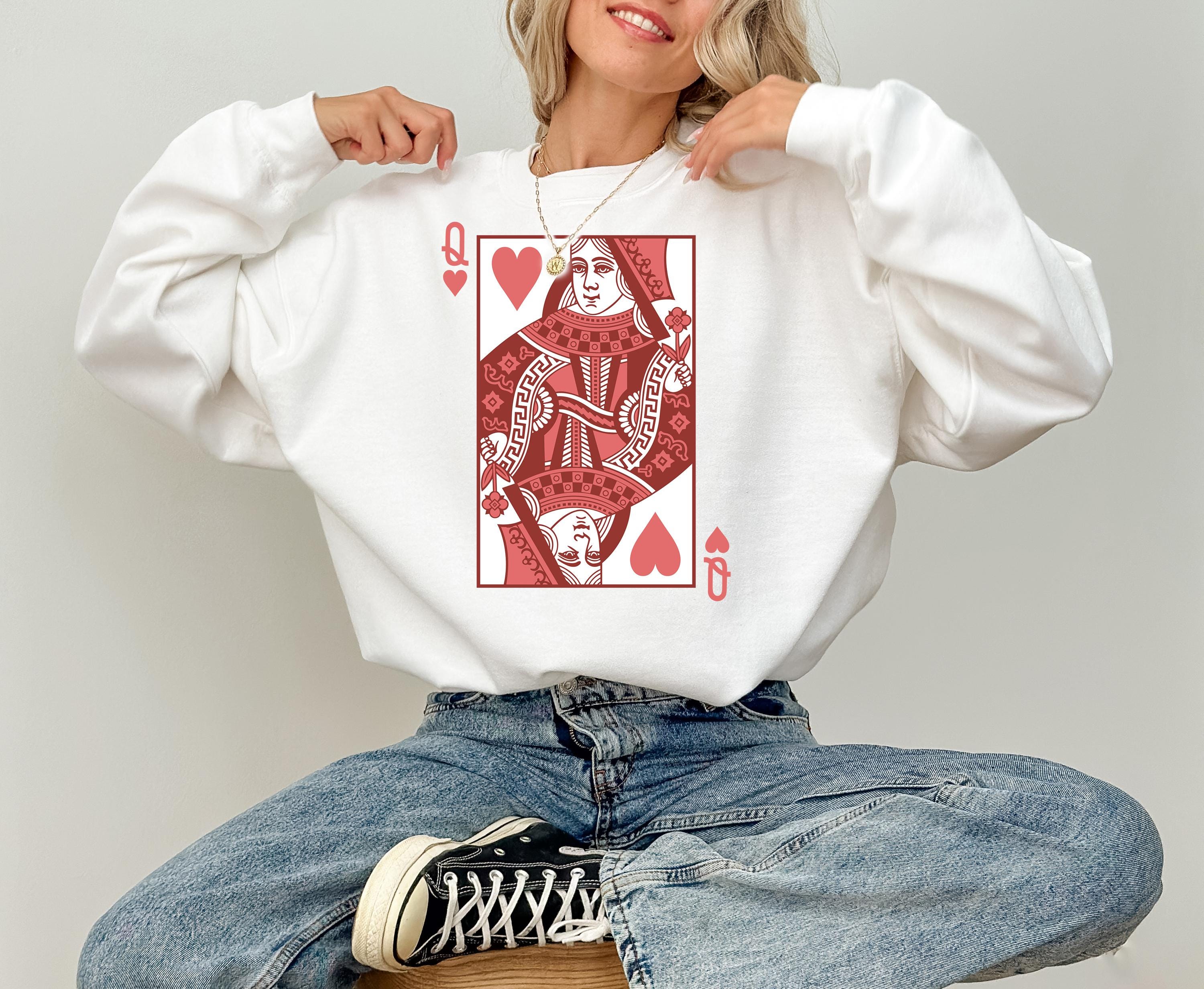 Queen of Hearts Valentine's Day Crewneck, Retro Valentines Sweatshirt, Valentines Day TShirt, Galentine's Day Sweatshirt,