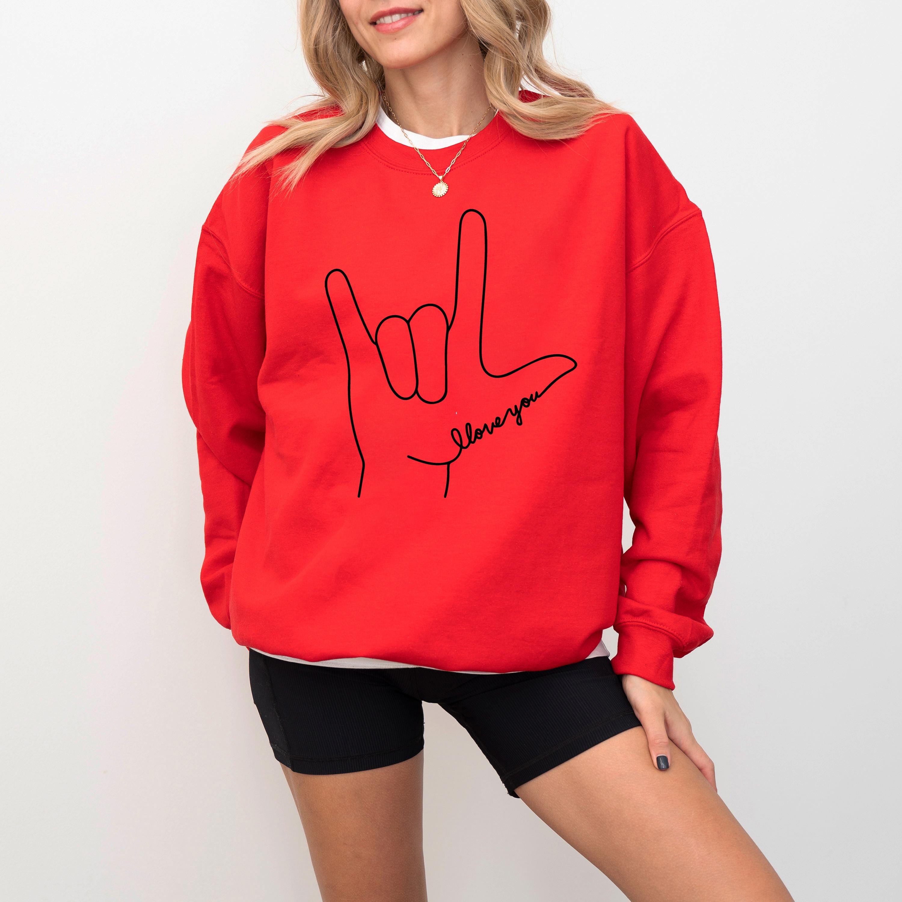ASL I Love You Valentines Day Crew Neck, I Love You Design, V Day Sweatshirt, Sign Language Design