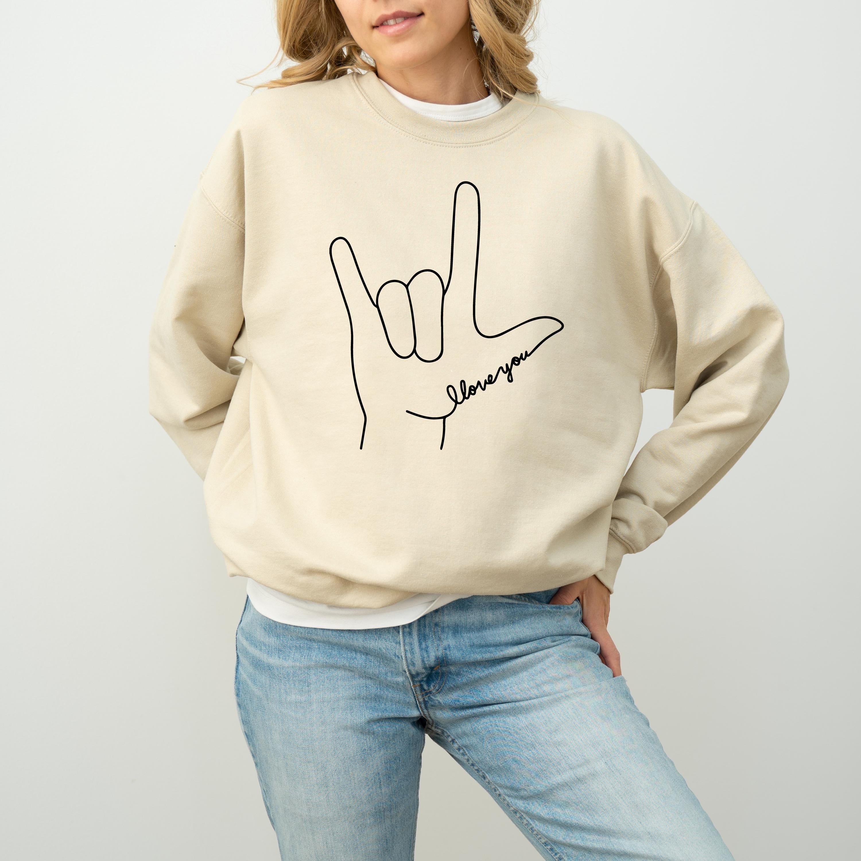 ASL I Love You Valentines Day Crew Neck, I Love You Design, V Day Sweatshirt, Sign Language Design