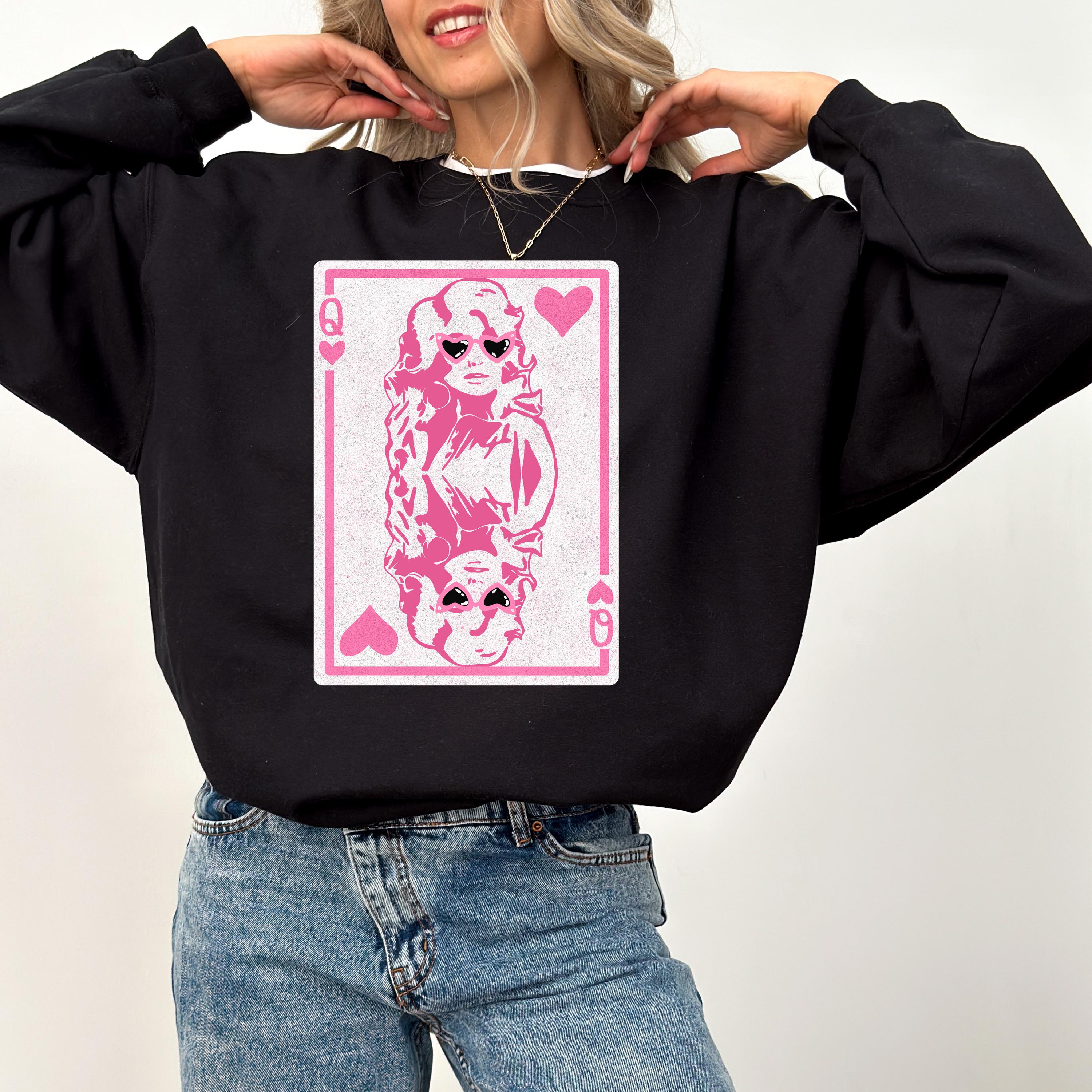 Queen Dolly Valentine's Day Crewneck, Retro Valentines Sweatshirt, Valentines Day TShirt, Galentine's Day Sweatshirt, Queen Hearts Design