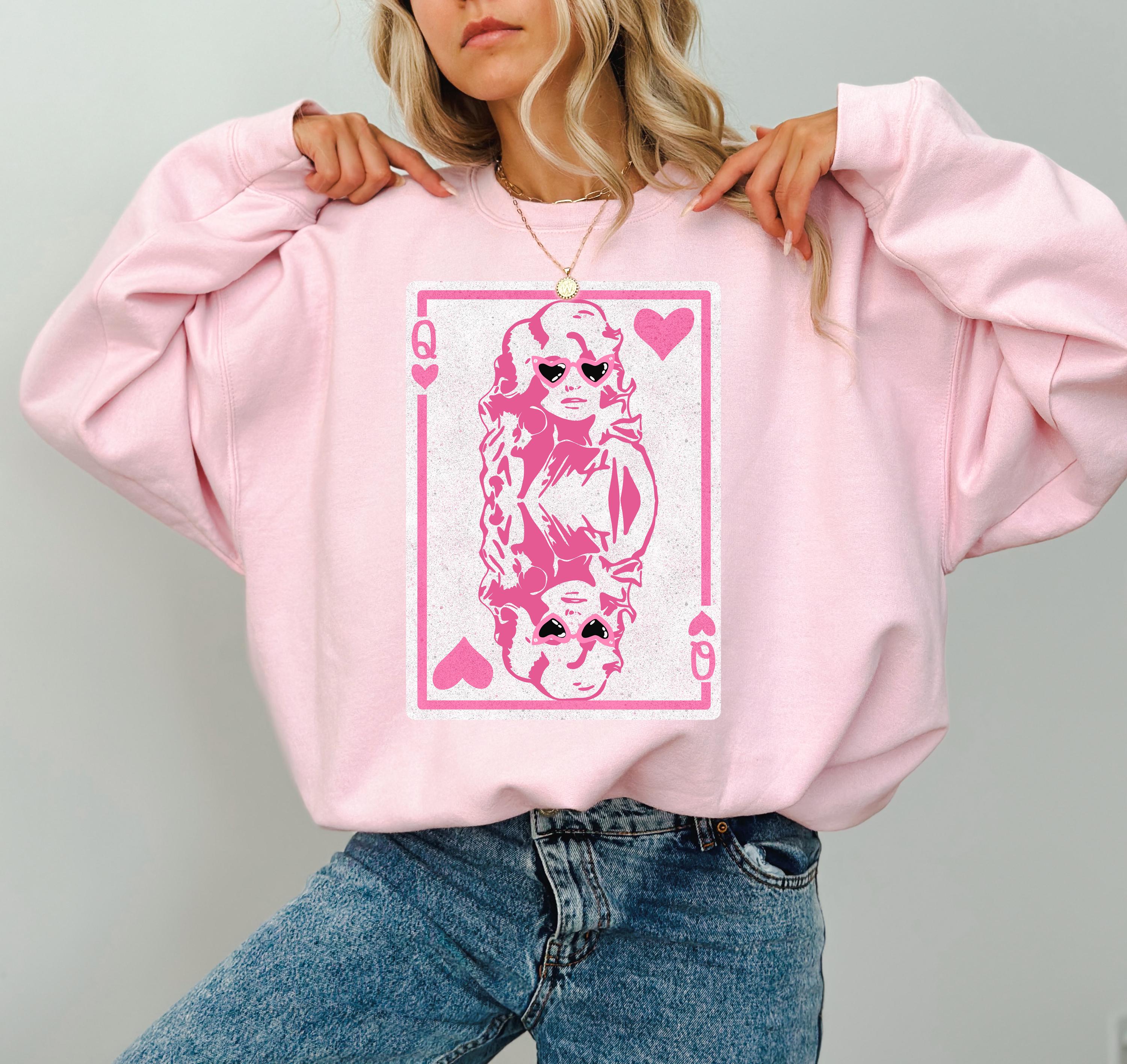 Queen Dolly Valentine's Day Crewneck, Retro Valentines Sweatshirt, Valentines Day TShirt, Galentine's Day Sweatshirt, Queen Hearts Design