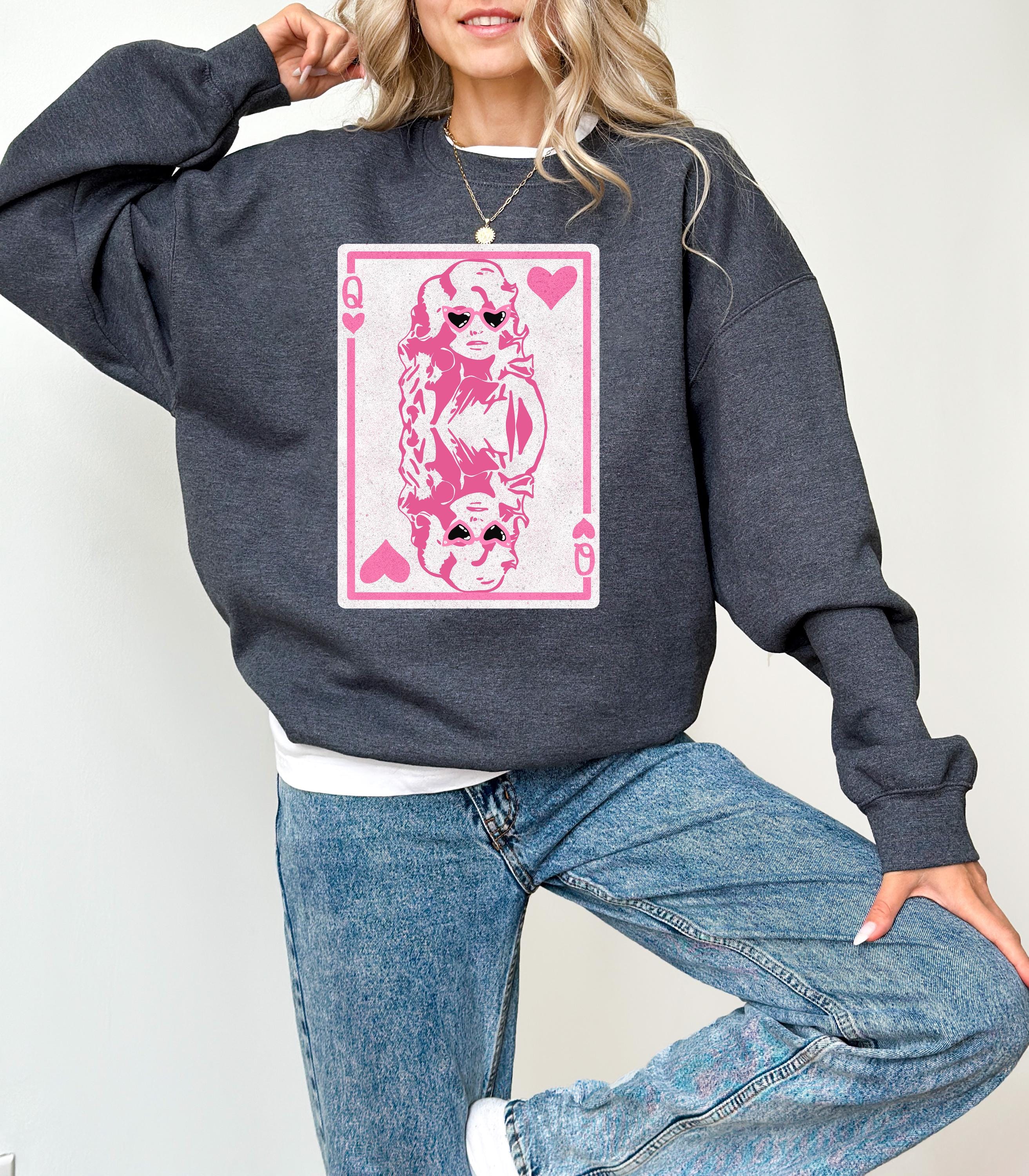 Queen Dolly Valentine's Day Crewneck, Retro Valentines Sweatshirt, Valentines Day TShirt, Galentine's Day Sweatshirt, Queen Hearts Design
