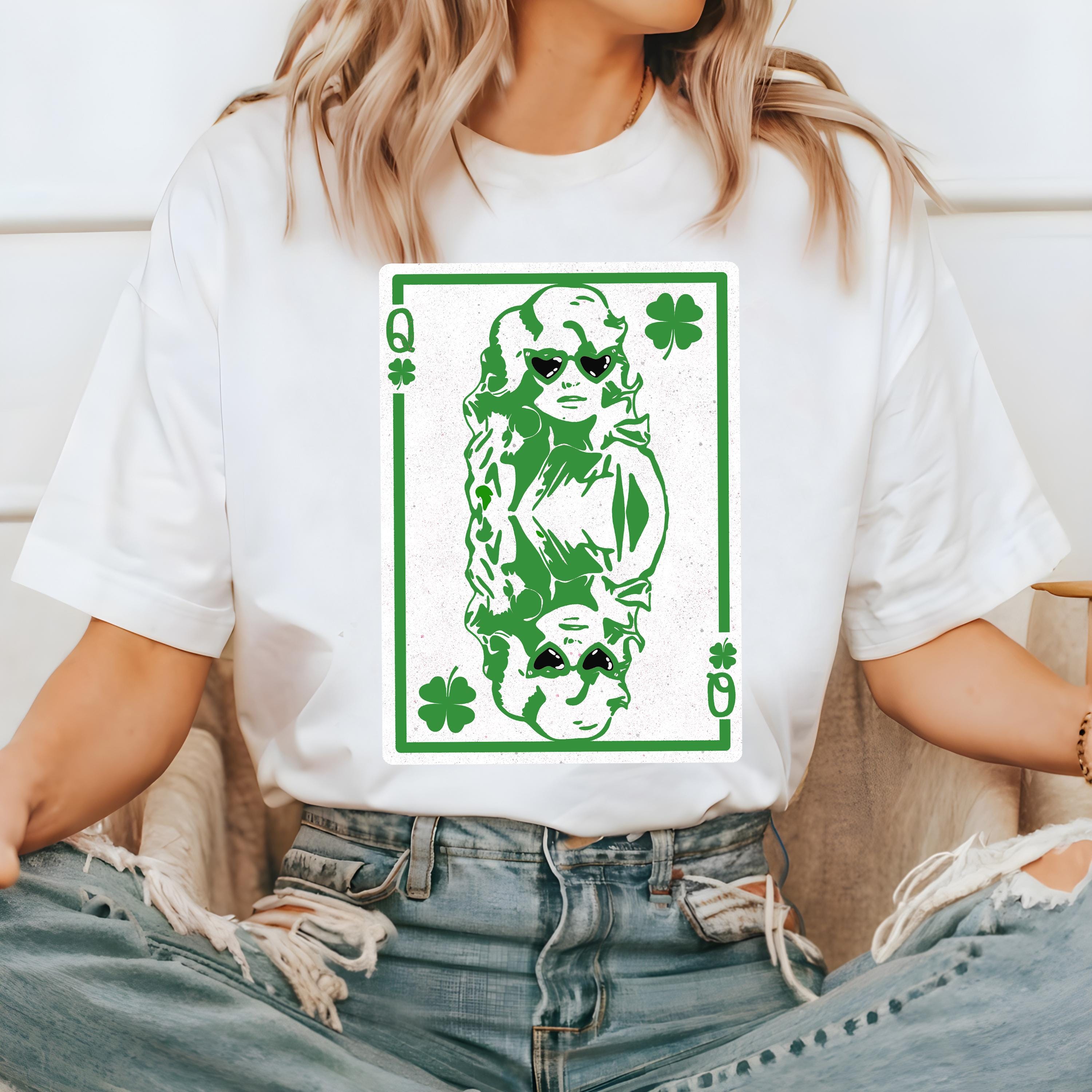 Queen Dolly St Patty's Day Comfort Colors Shirt, Queen of Clover Clover Card St Patricks Day TShirt, St Paddy's Four Leaf Clover Green Tee