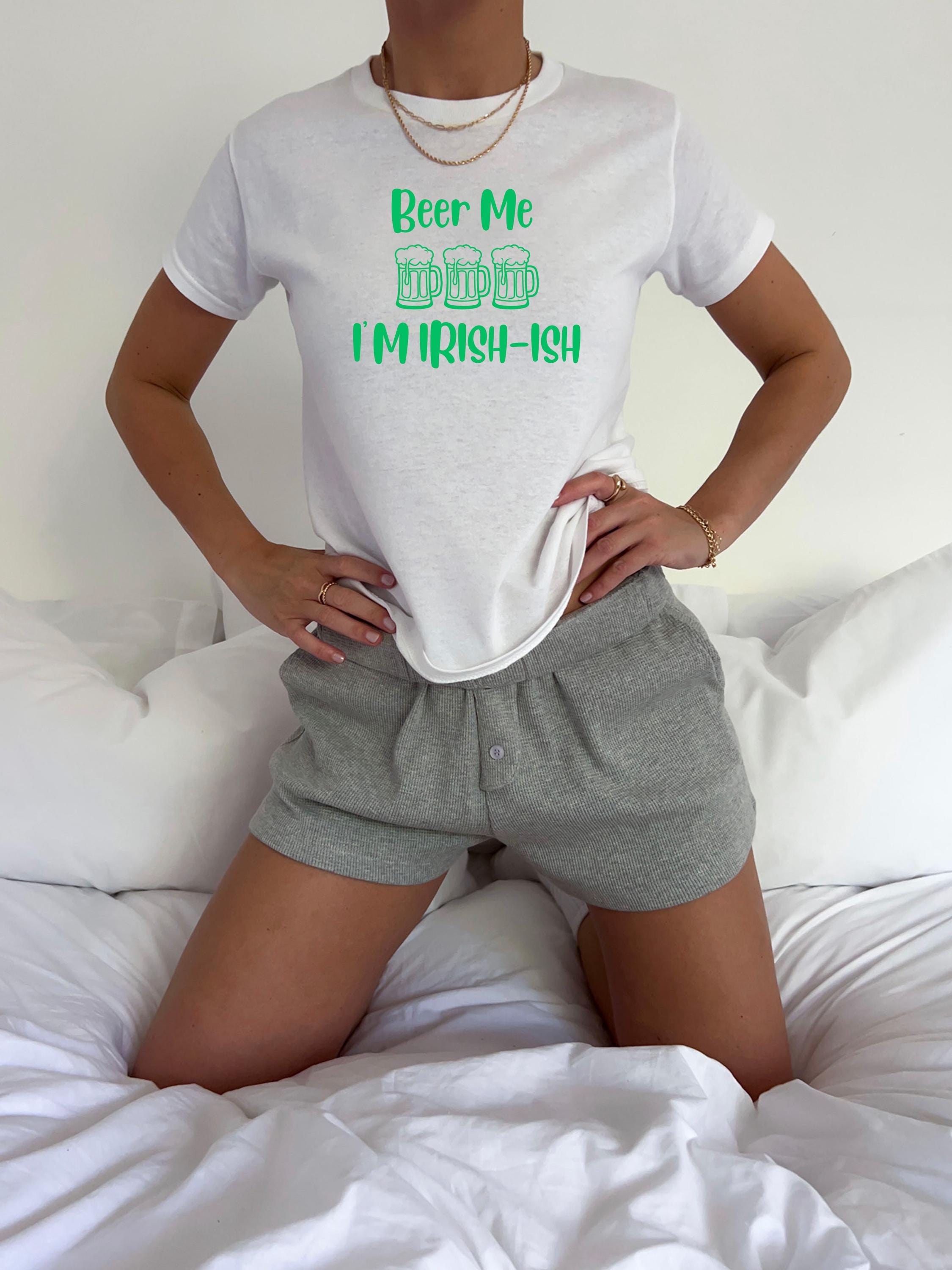 Beer Me I'm Irish-ish Baby Tee, Four Green Beer Day Shirt, St Paddys Tee, St Pattys Day, y2k tee, 90s baby tee, Funny St Patricks Day Crop