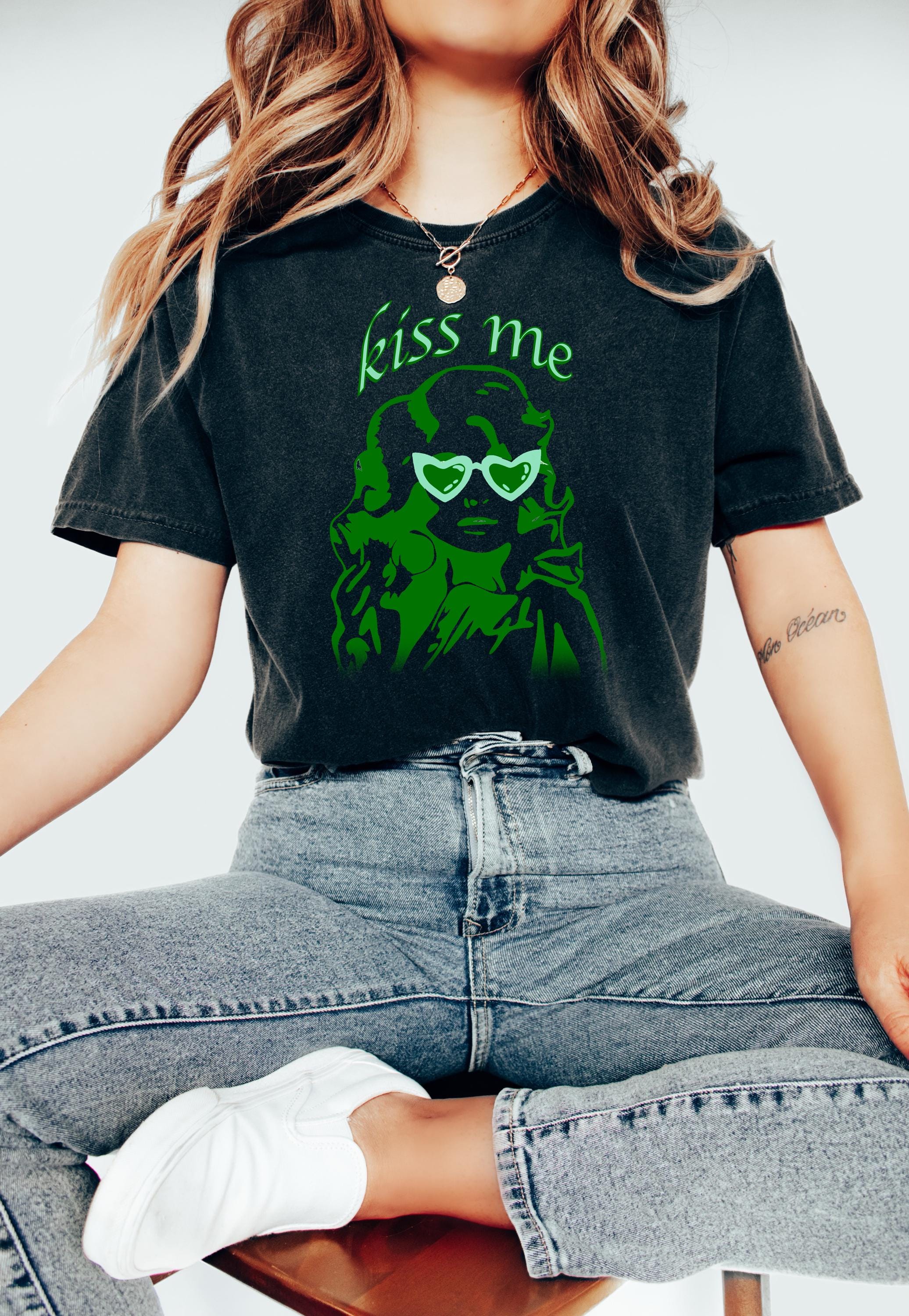 Kiss Me Dolly St Patty's Day Comfort Colors Shirt, Queen of Clover Clover Card St Patricks Day TShirt, St Paddy's Four Leaf Clover Green Tee