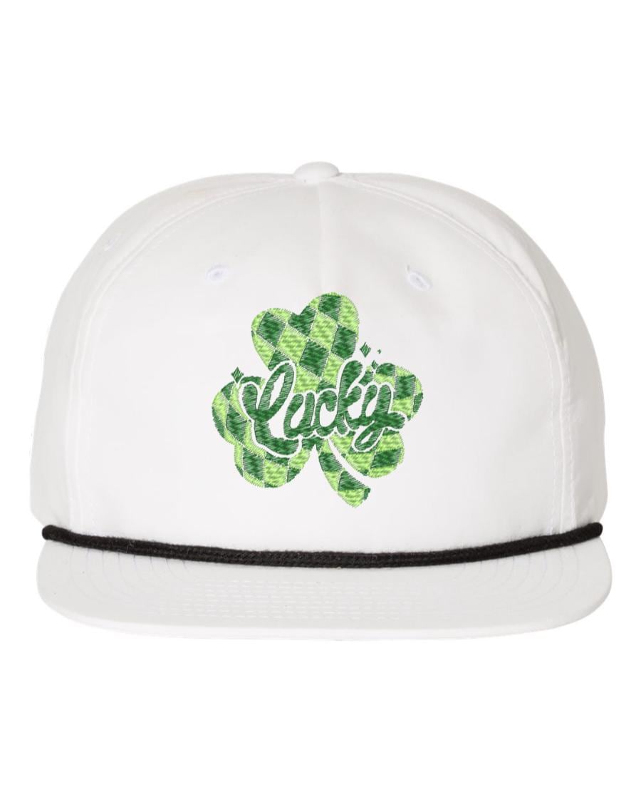 St Pattys Day Embroidered Rope Hat, Lucky St patricks day hat, Snapback adjustable hat, Mens and Womens