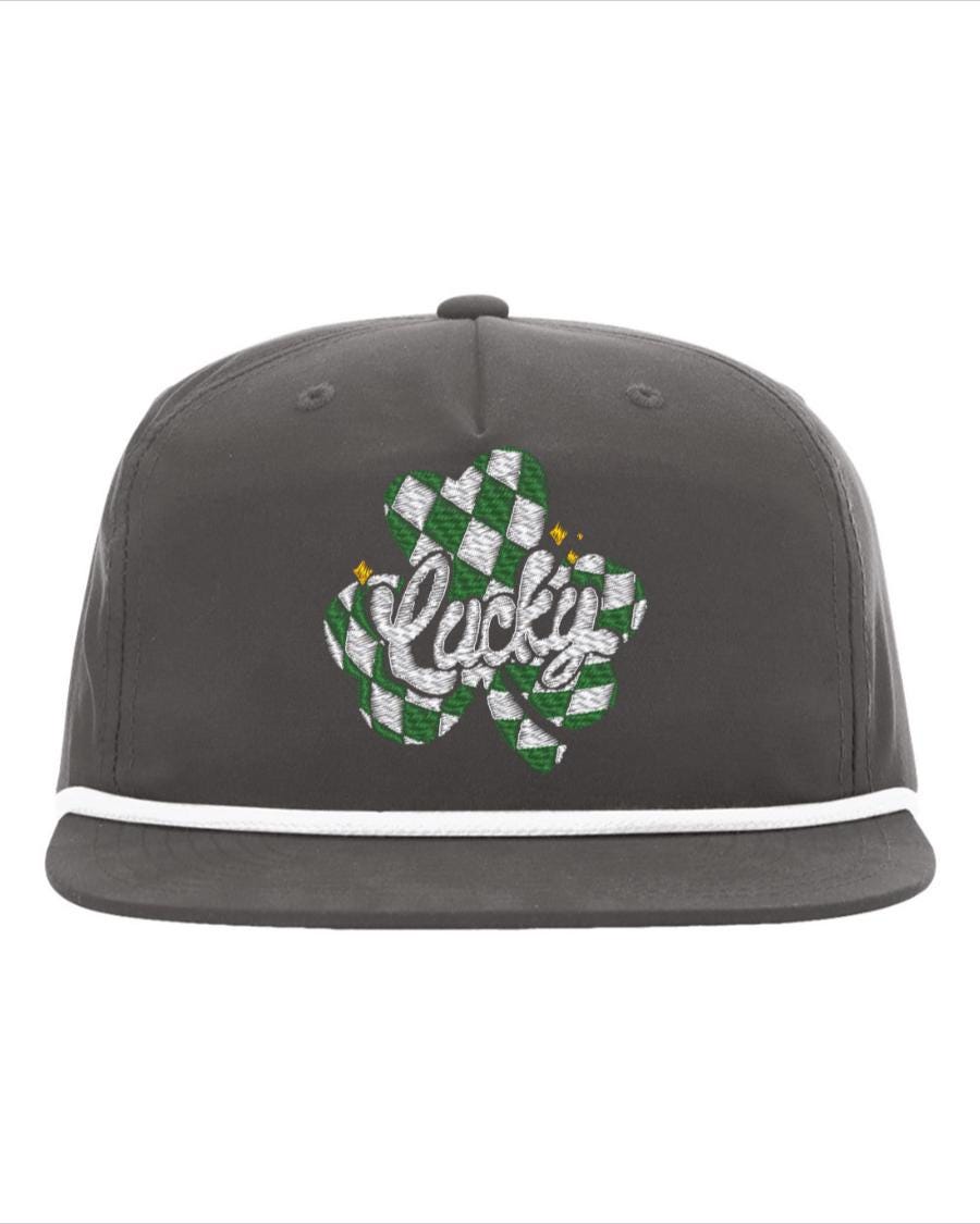 St Pattys Day Embroidered Rope Hat, Lucky St patricks day hat, Snapback adjustable hat, Mens and Womens