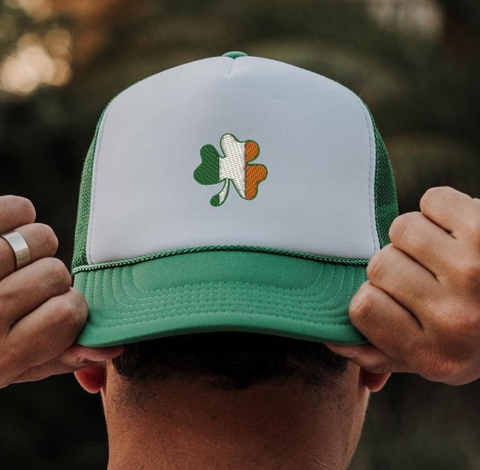 shamrock irish flag embroidered embroidery foam hat st pattys day st patricks day
