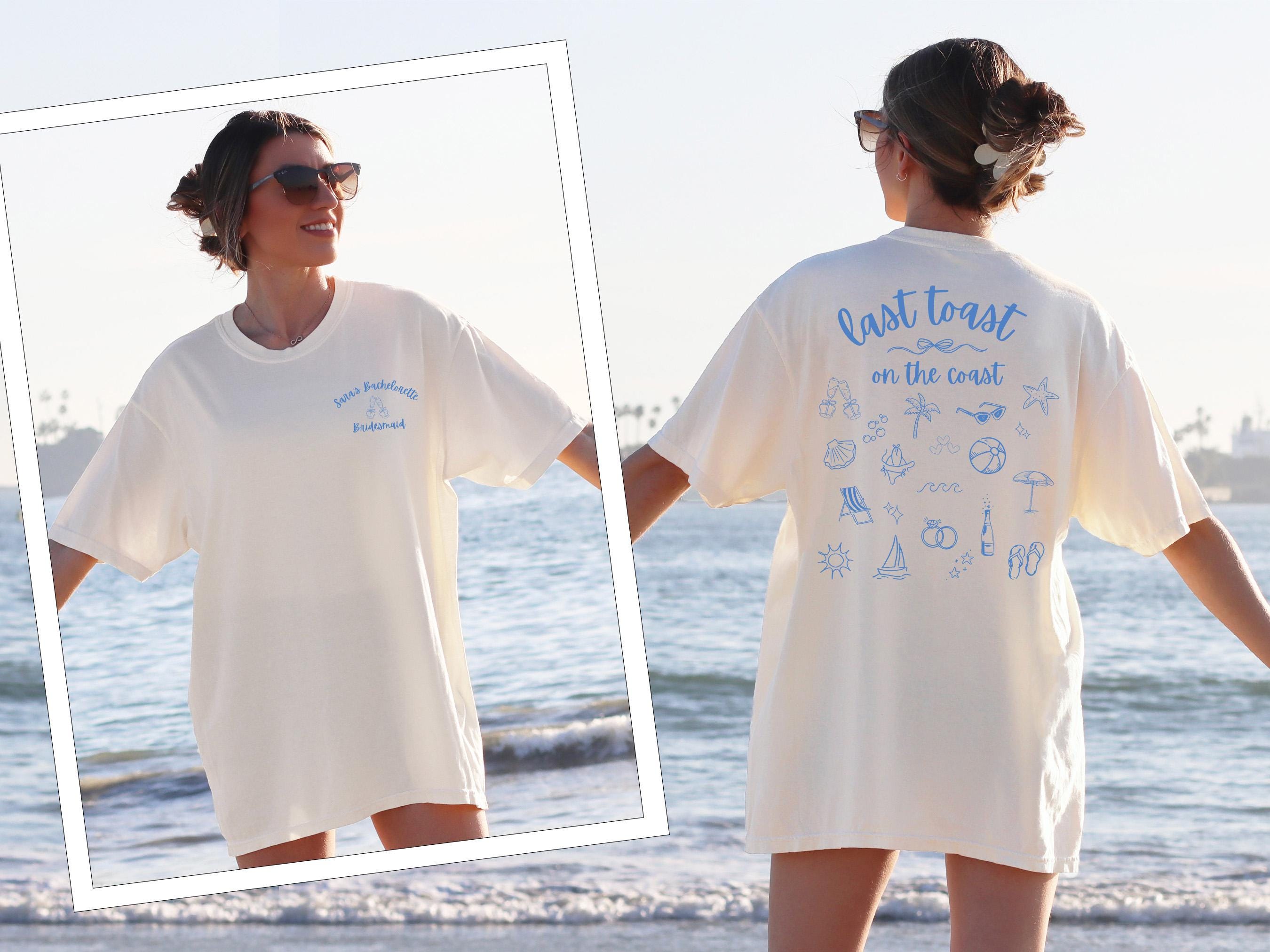 Last Toast On The Coast Custom Bachelorette Comfort Colors Tshirt, Personalized Collage Bach Trip Shirts, Bridal Party Shirt, Hen Night