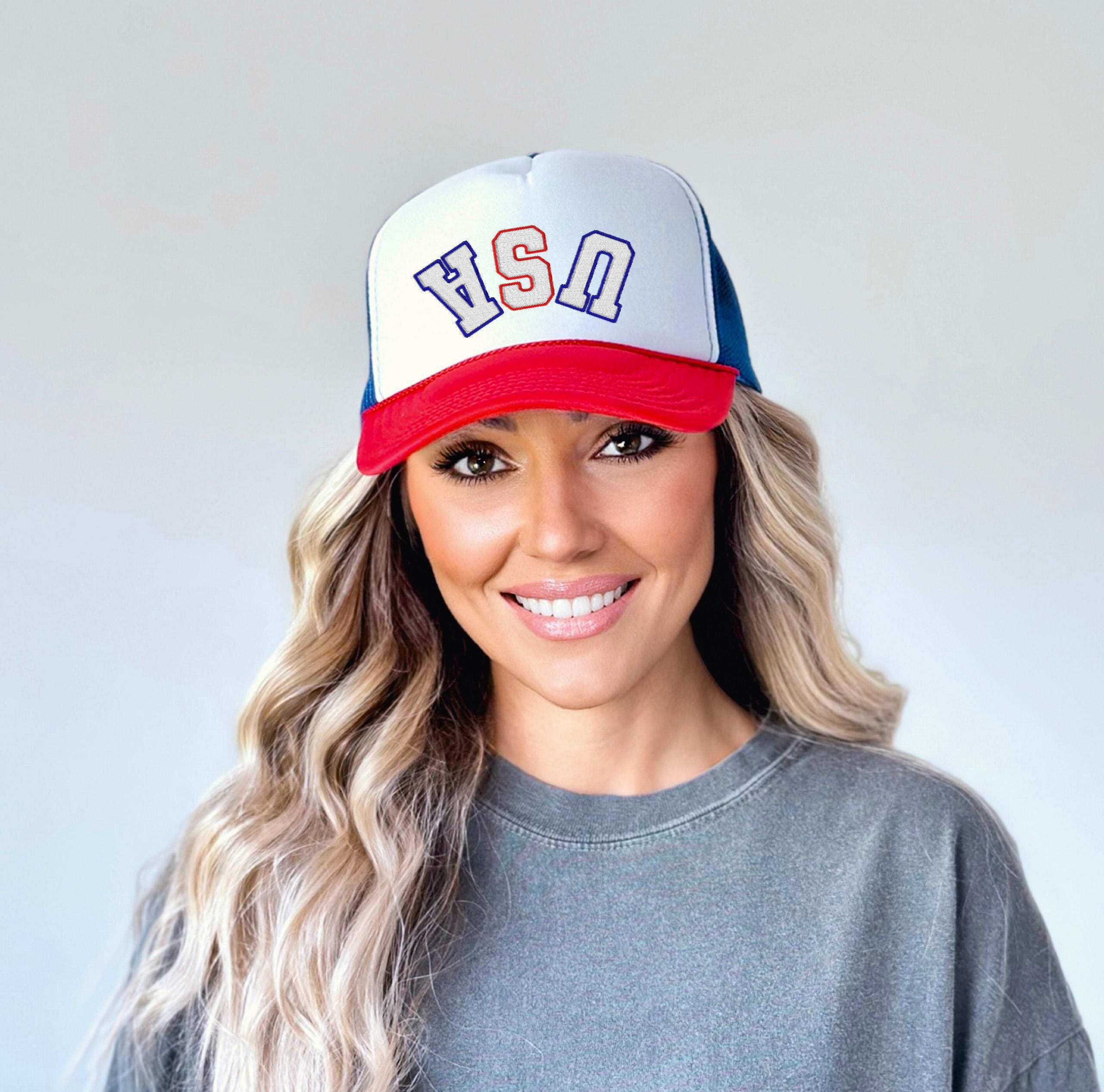 Embroidered Rope Hat Upside Down July 4th, America USA, Fourth of July Hat, July 4th emroidery, Snapback Adjustable Hat, Mens and Womens
