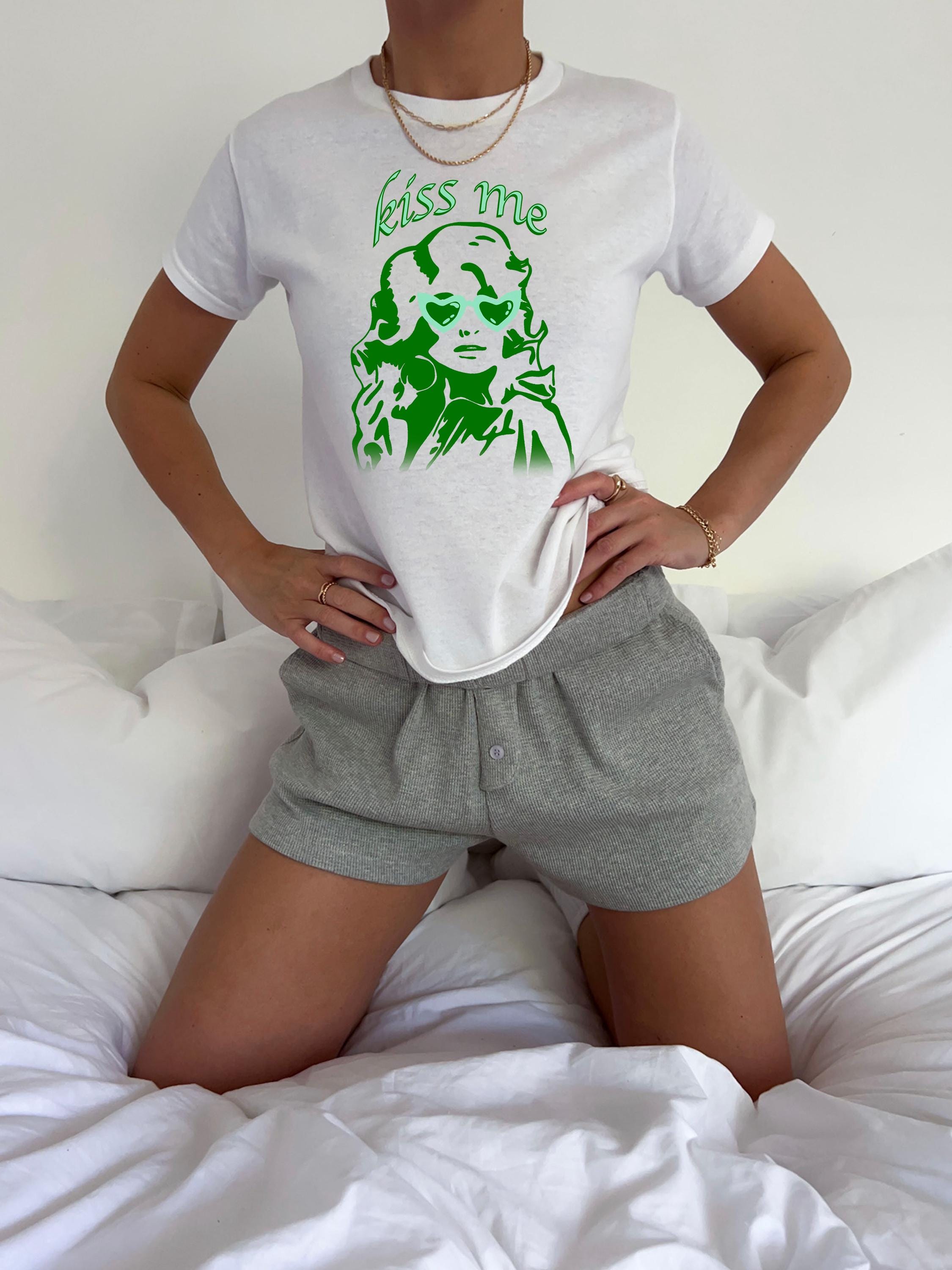 Kiss Me Baby Tee, Green Beer Day Shirt, Dolly St Paddy's Tee, St Patty's Day, y2k tee, 90s baby tee, Funny St Patricks Day Crop