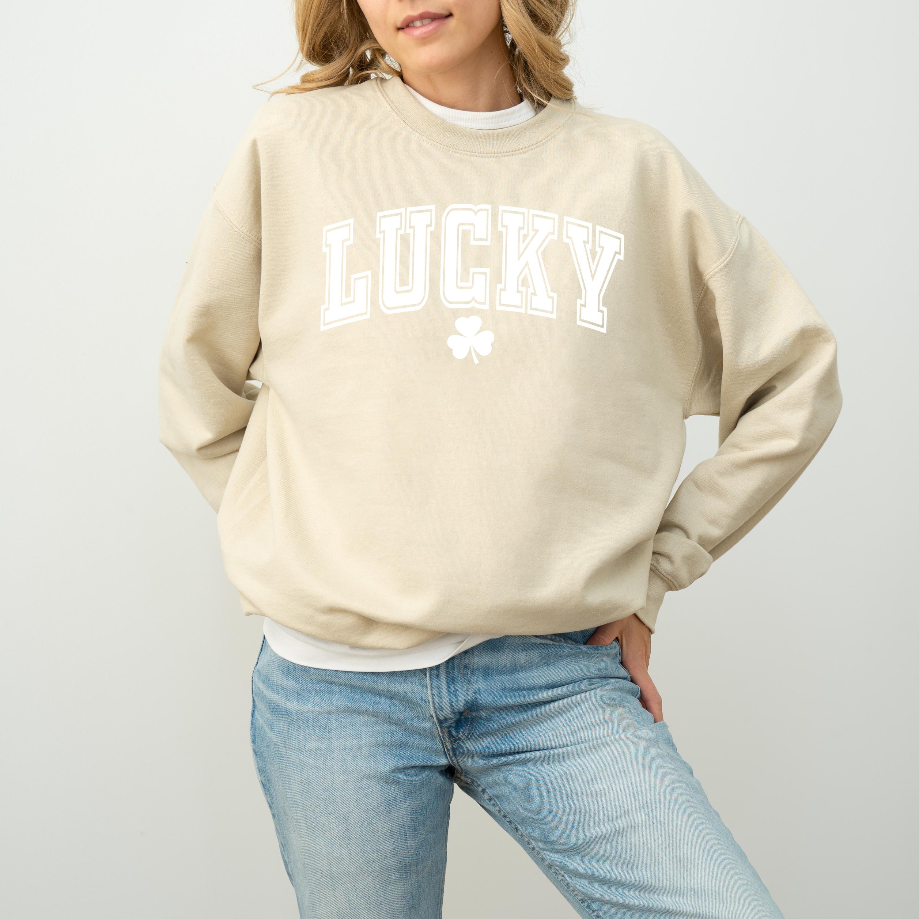 Varsity Lucky St Patty's Sweatshirt, St Paddy's Day, St Patricks Day Crewneck, Lucky Pullover, Unisex Sweatshirt, Shamrock Design